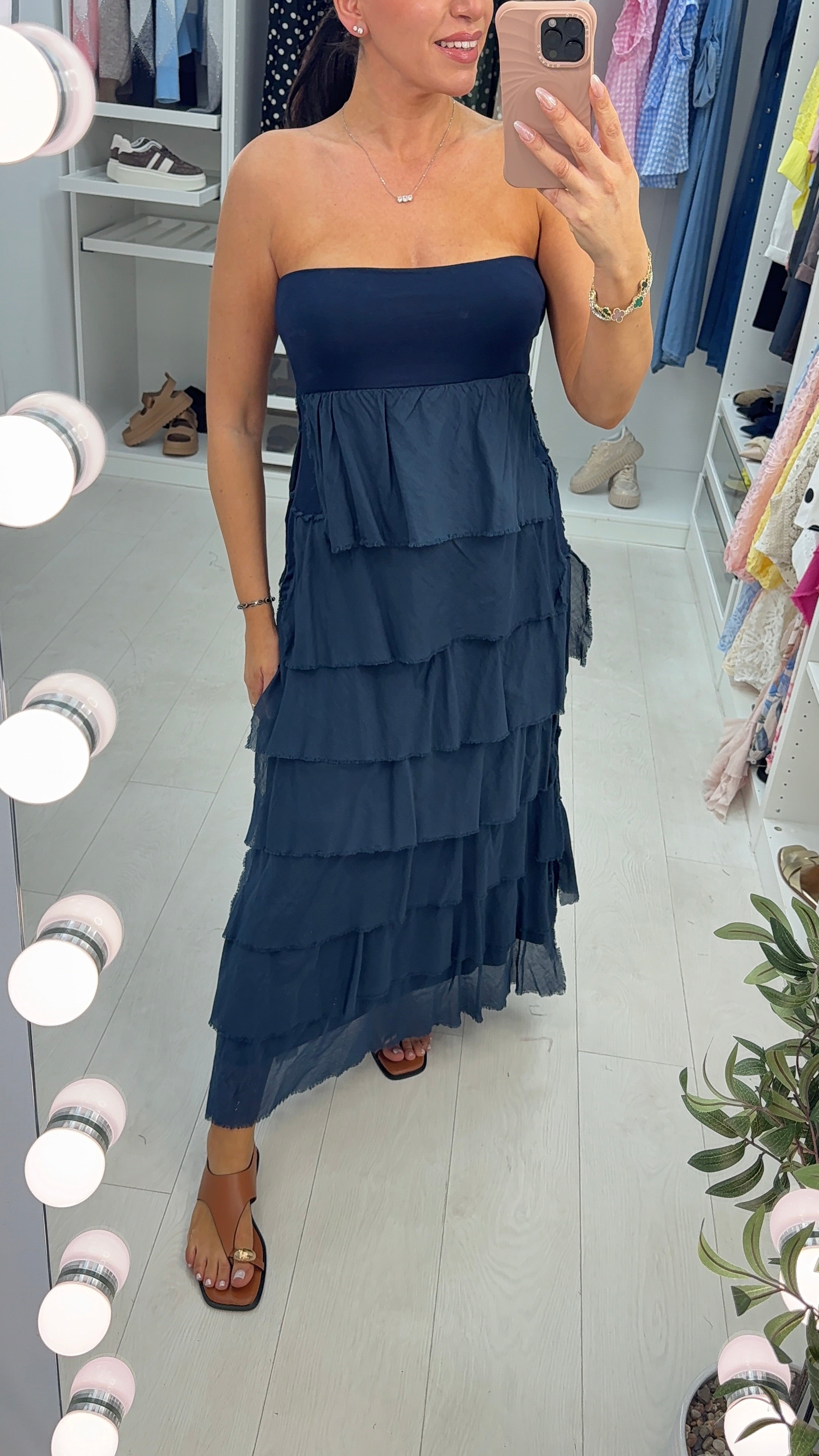 Martha Layered Bardot Ruffle Dress