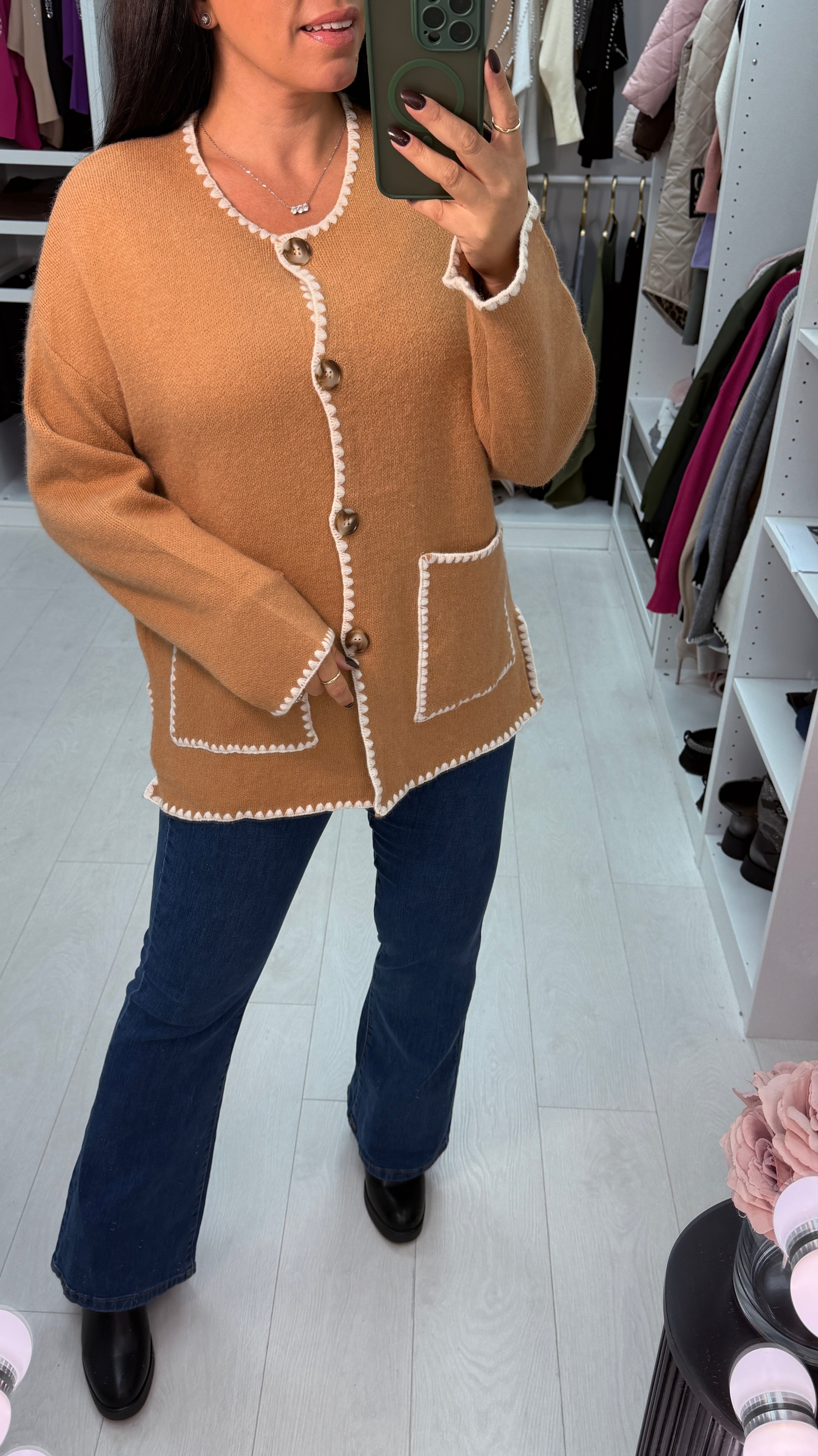 Aryanna Contrast Stitch Cardigan