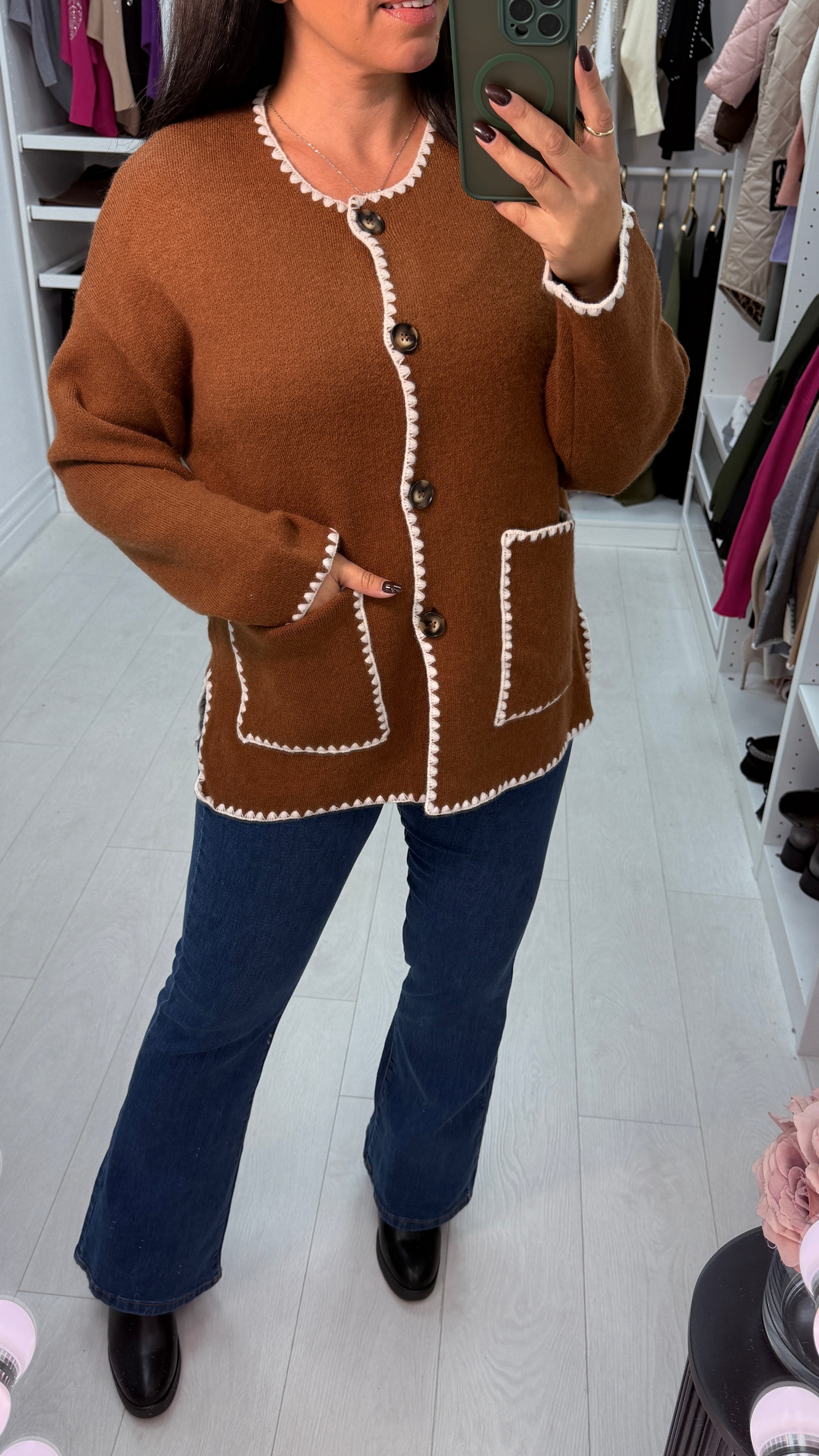 Aryanna Contrast Stitch Cardigan