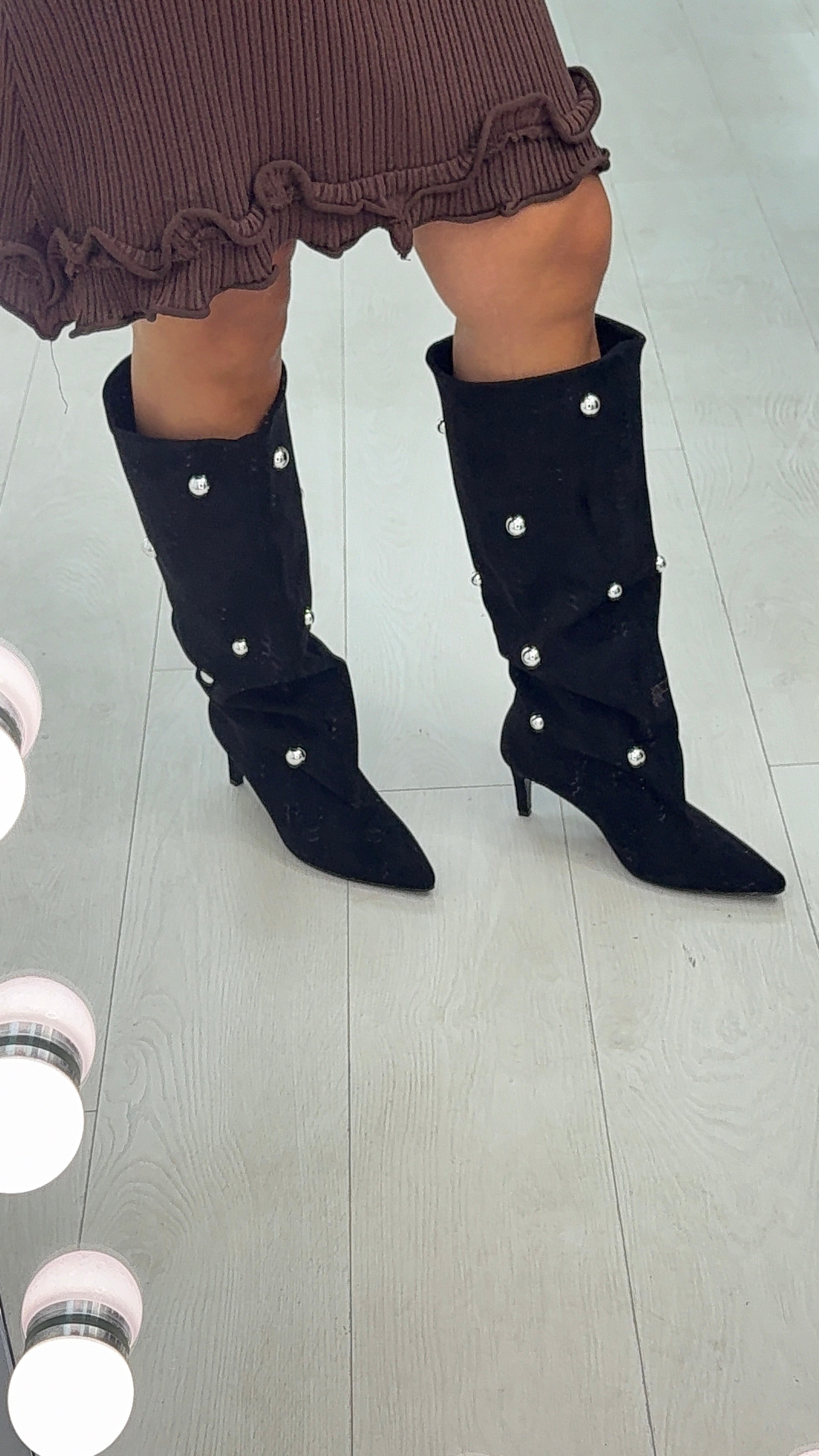Jenna Studded Medium Stiletto Heel Knee Boots