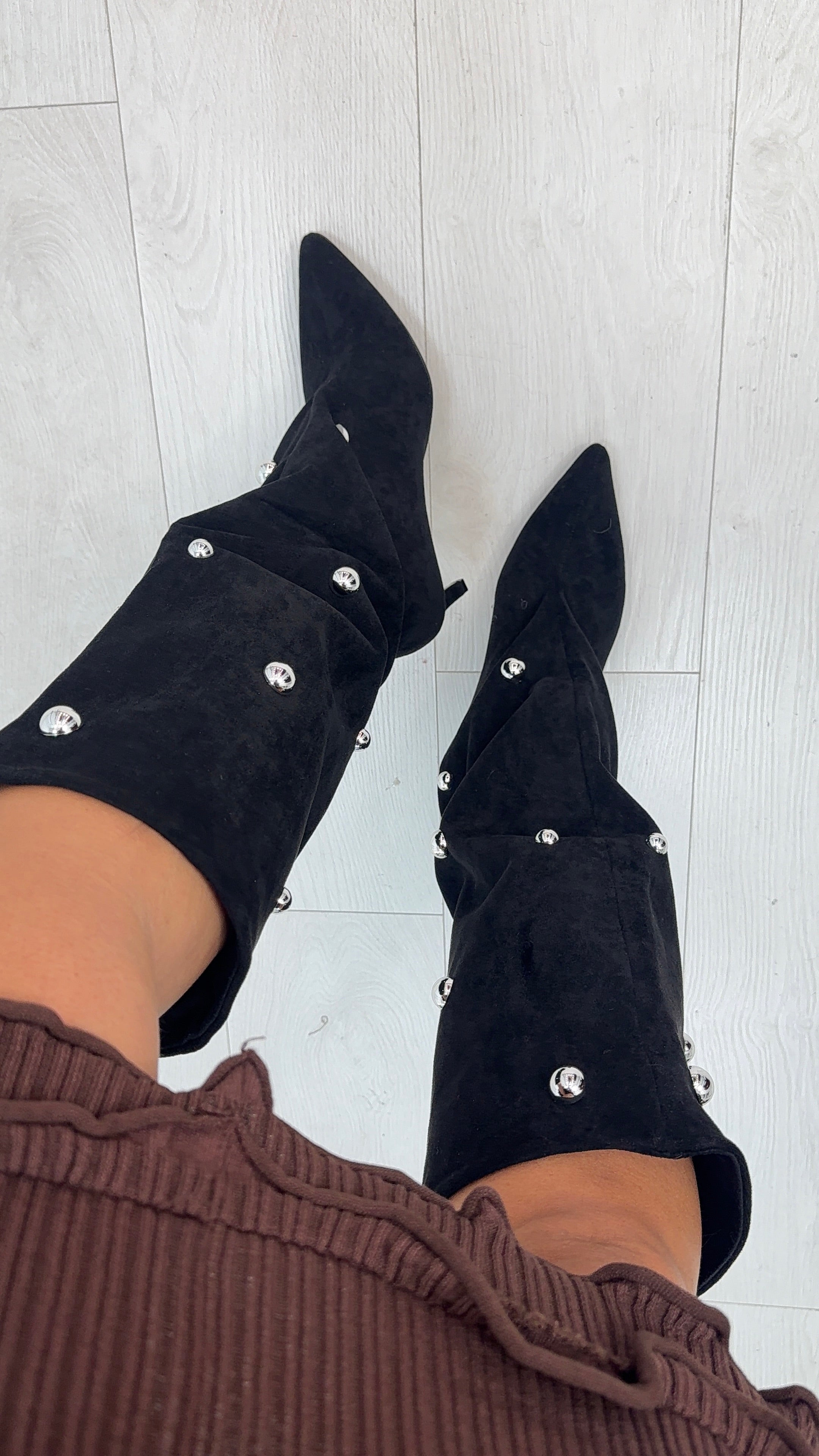 Jenna Studded Medium Stiletto Heel Knee Boots