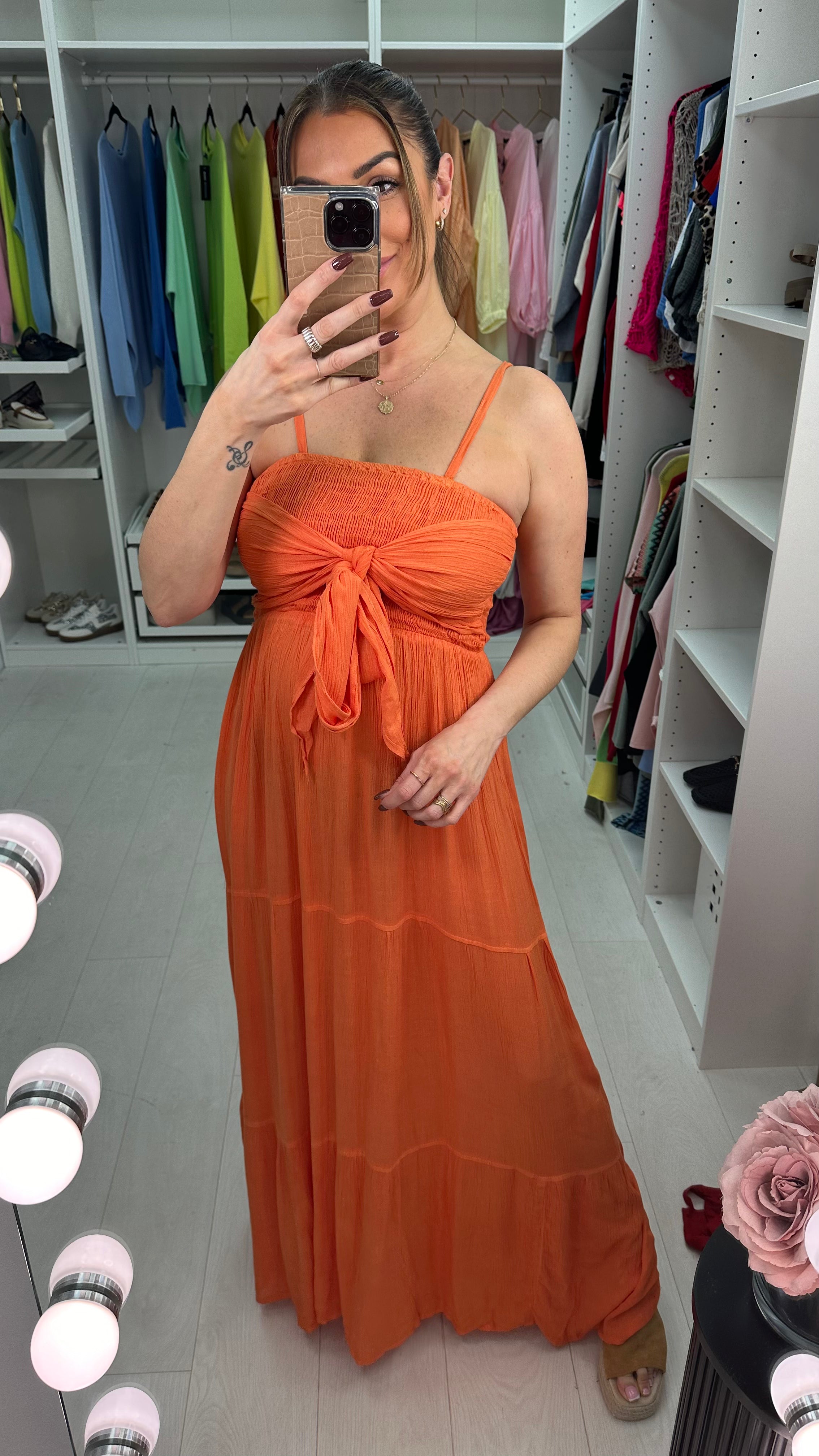 Reece Plain Elasticated Bust Floaty Maxi Dress