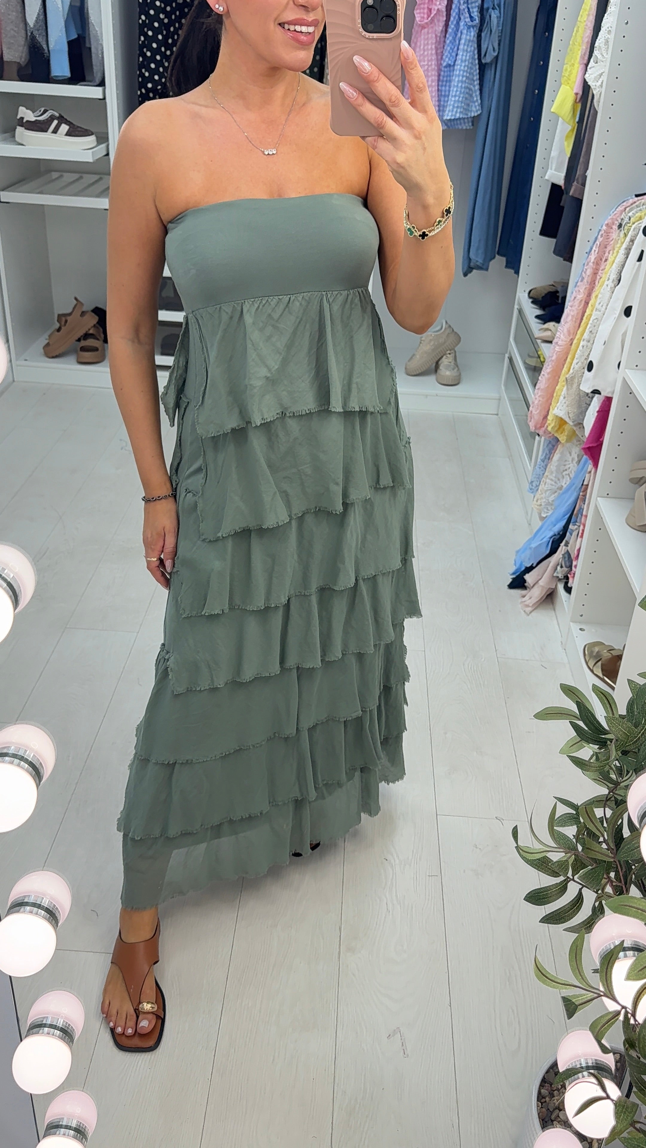 Martha Layered Bardot Ruffle Dress