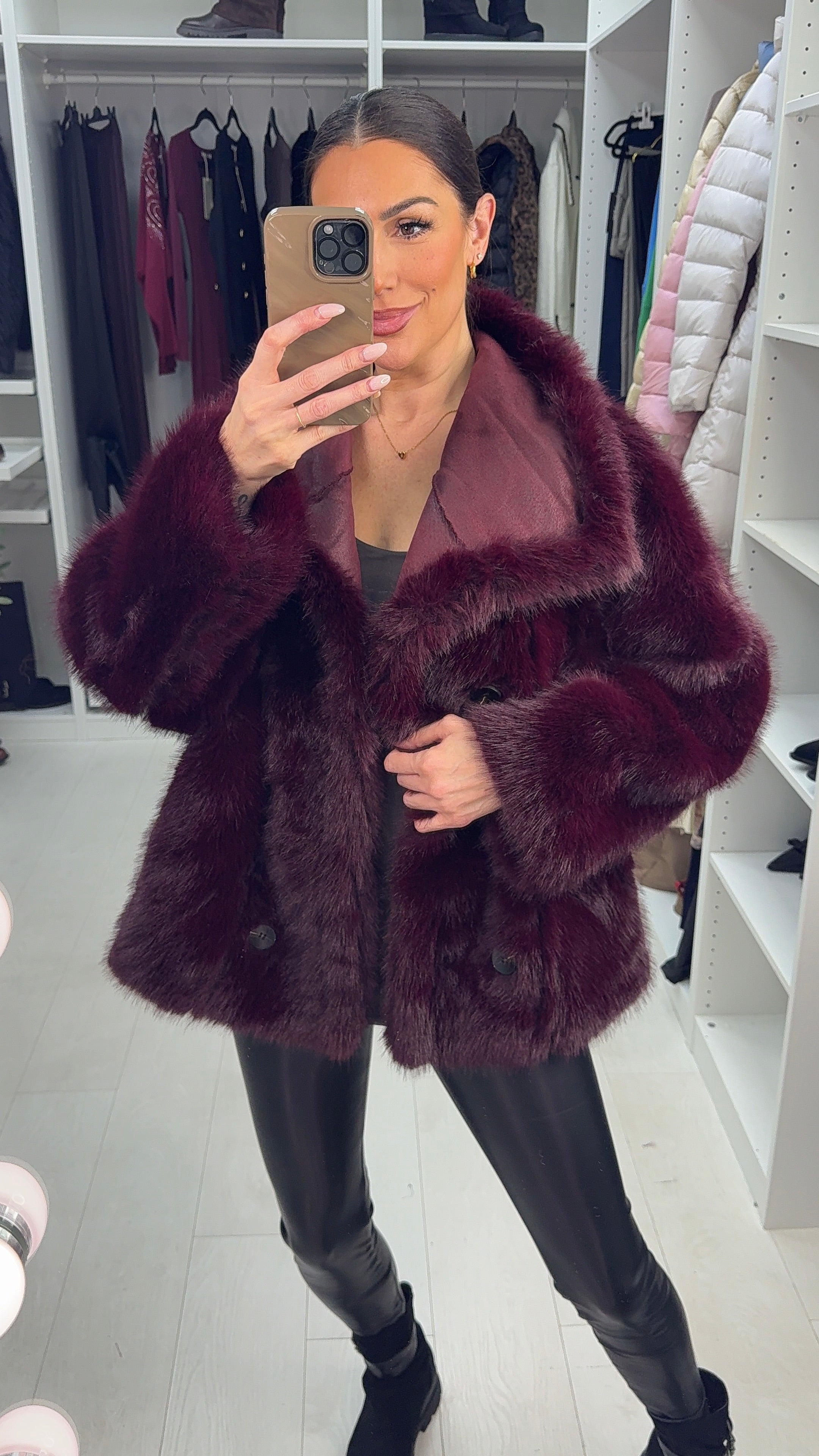 Isayla Reversible Faux Fur Detail Coat