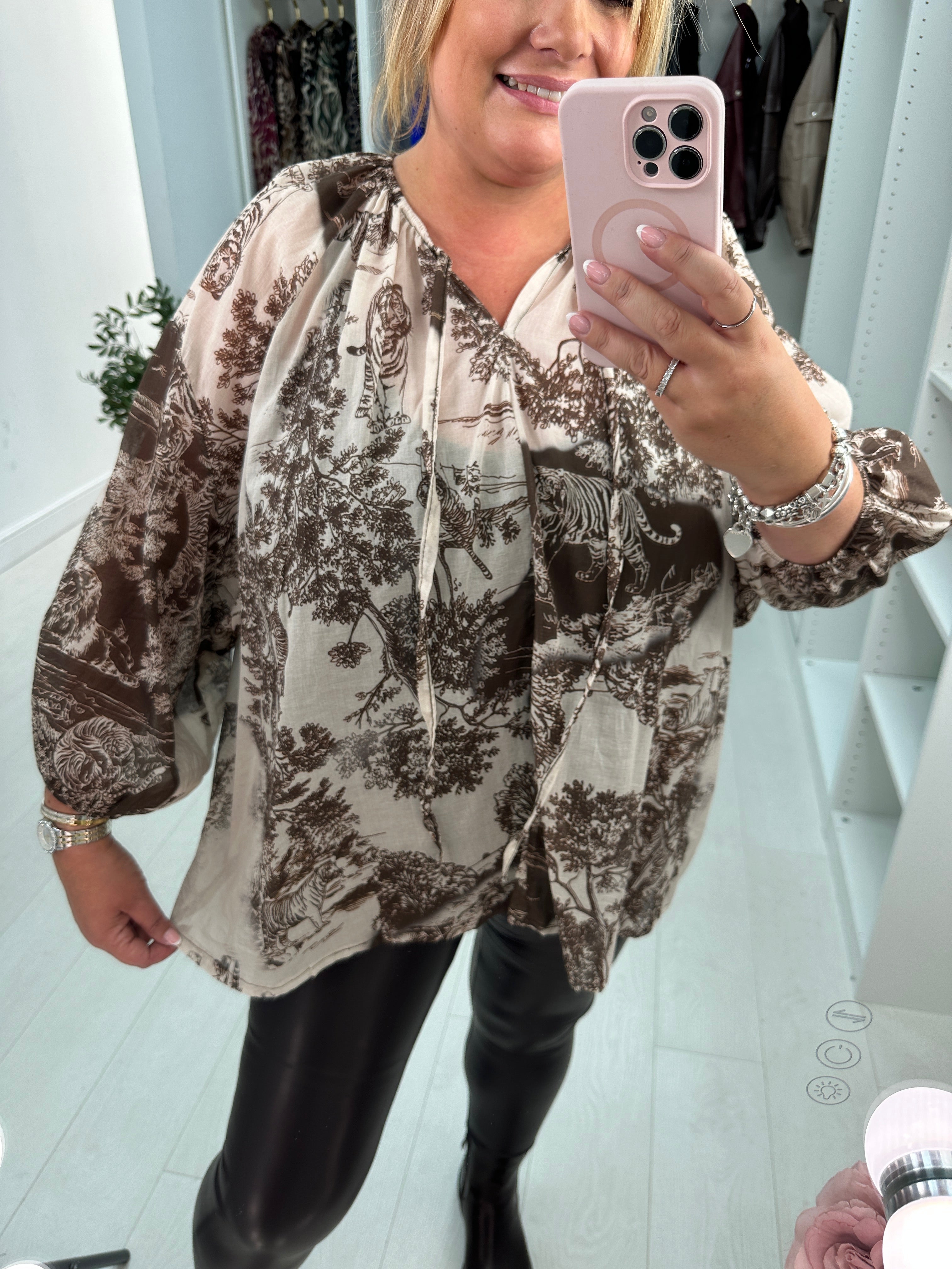 Eveline Jungle Print Loose Fit Lightweight Blouse