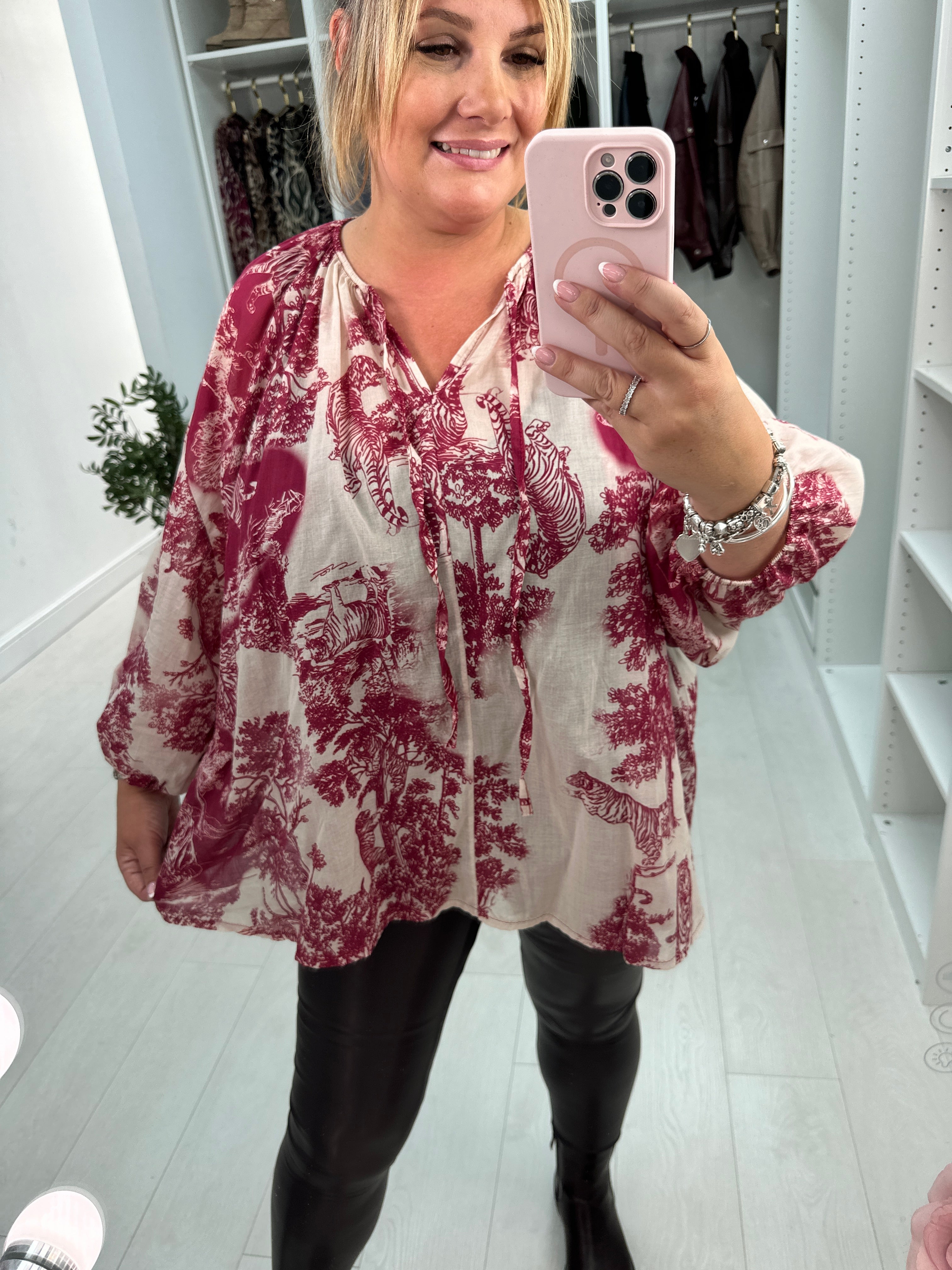 Eveline Jungle Print Loose Fit Lightweight Blouse