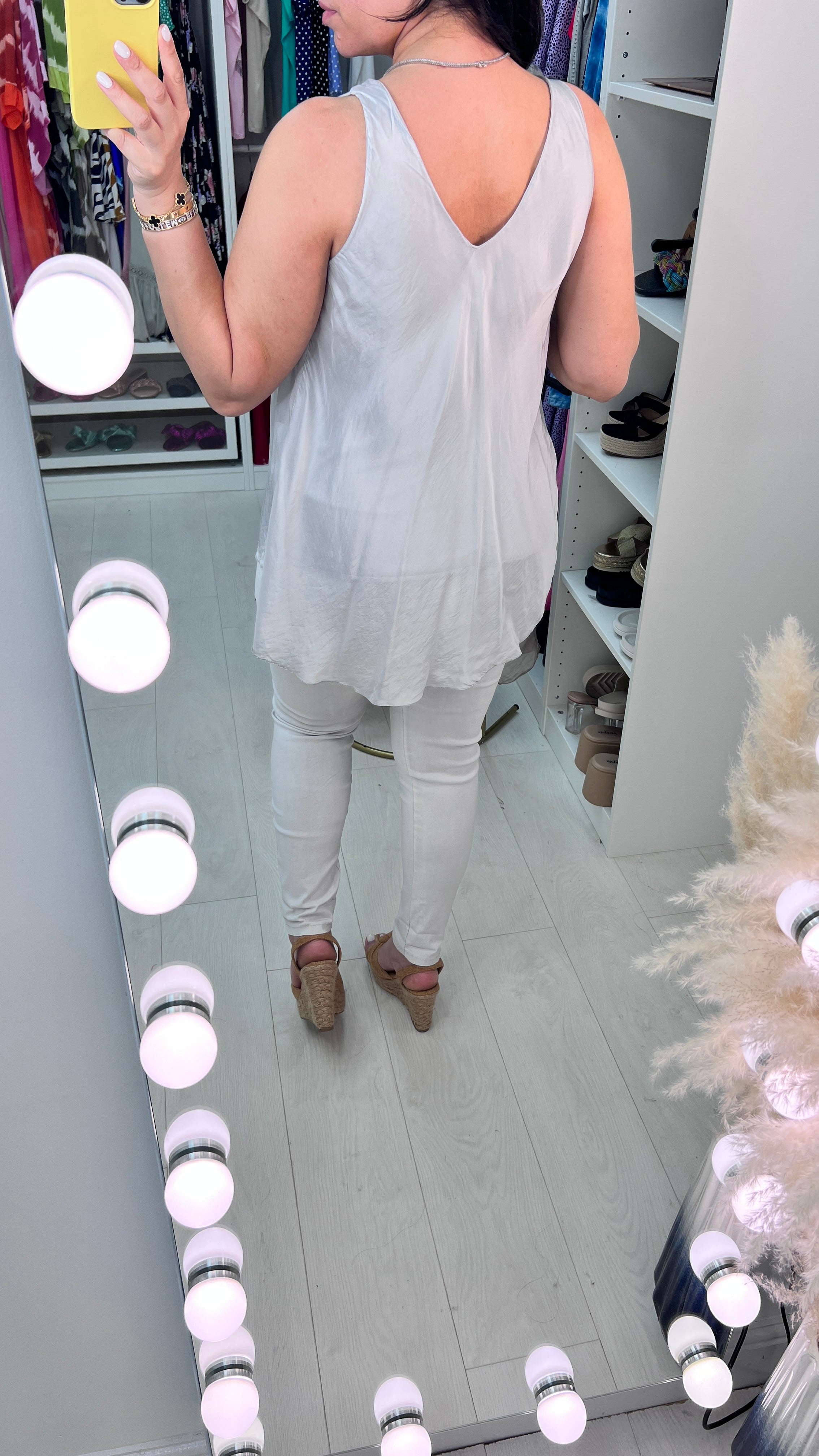 Jenner V Front And Back Double Layer Silk Cami