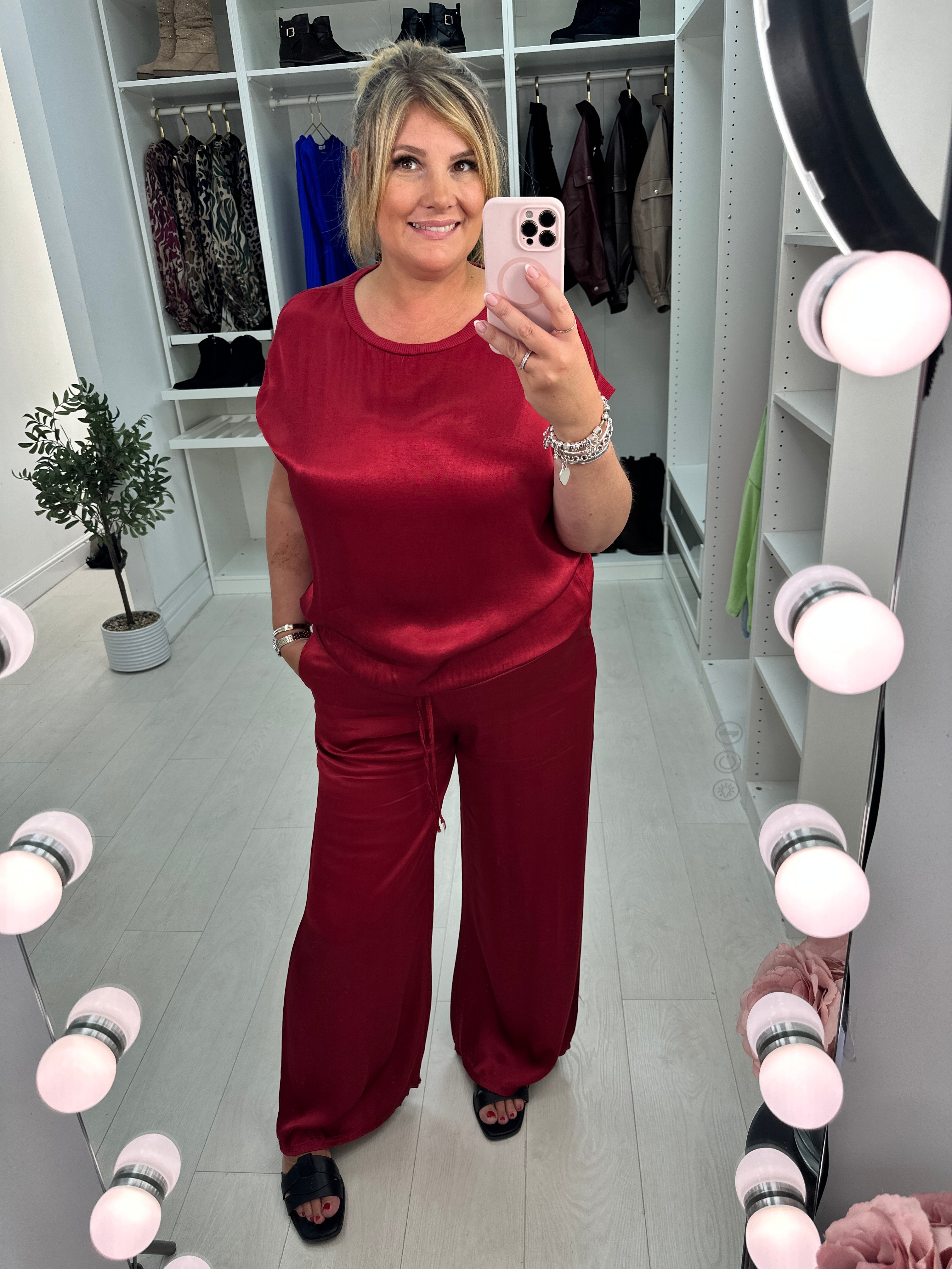 Samoa Plain Round Neck Satin Top