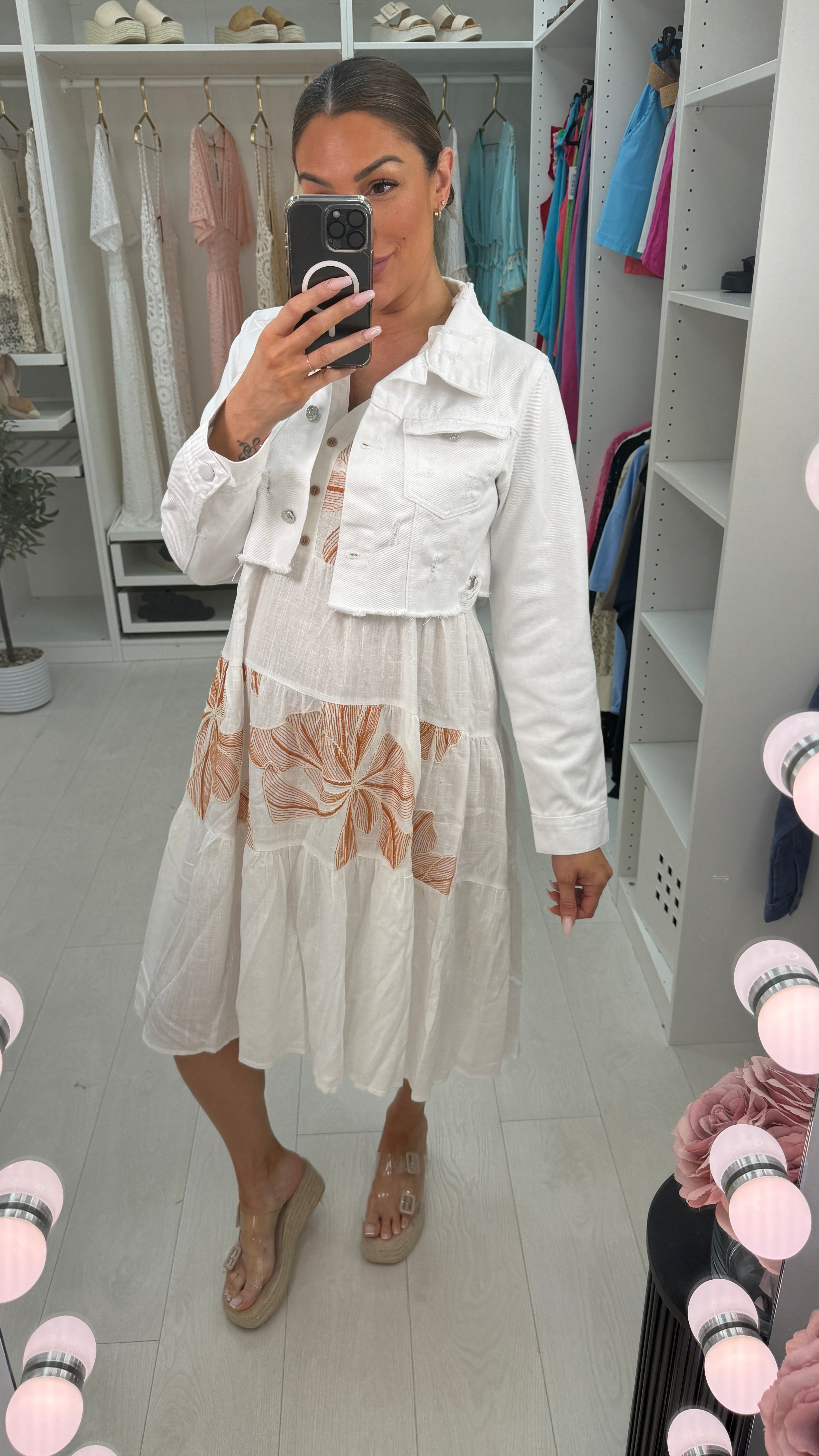 Kimora Distressed Cropped Denim Jacket