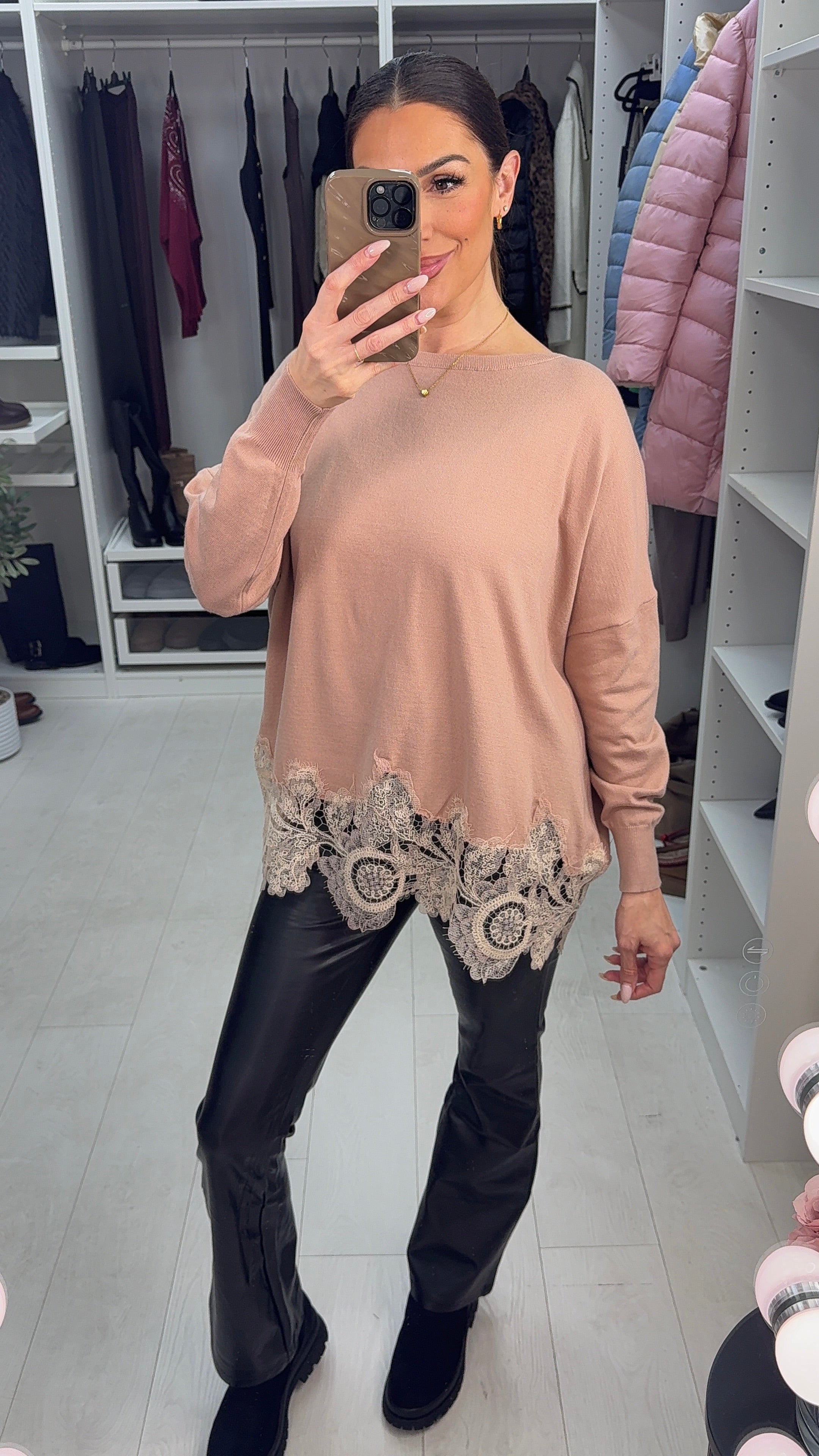 Daisy Embellished Lace Hem Loose Fit Jumper