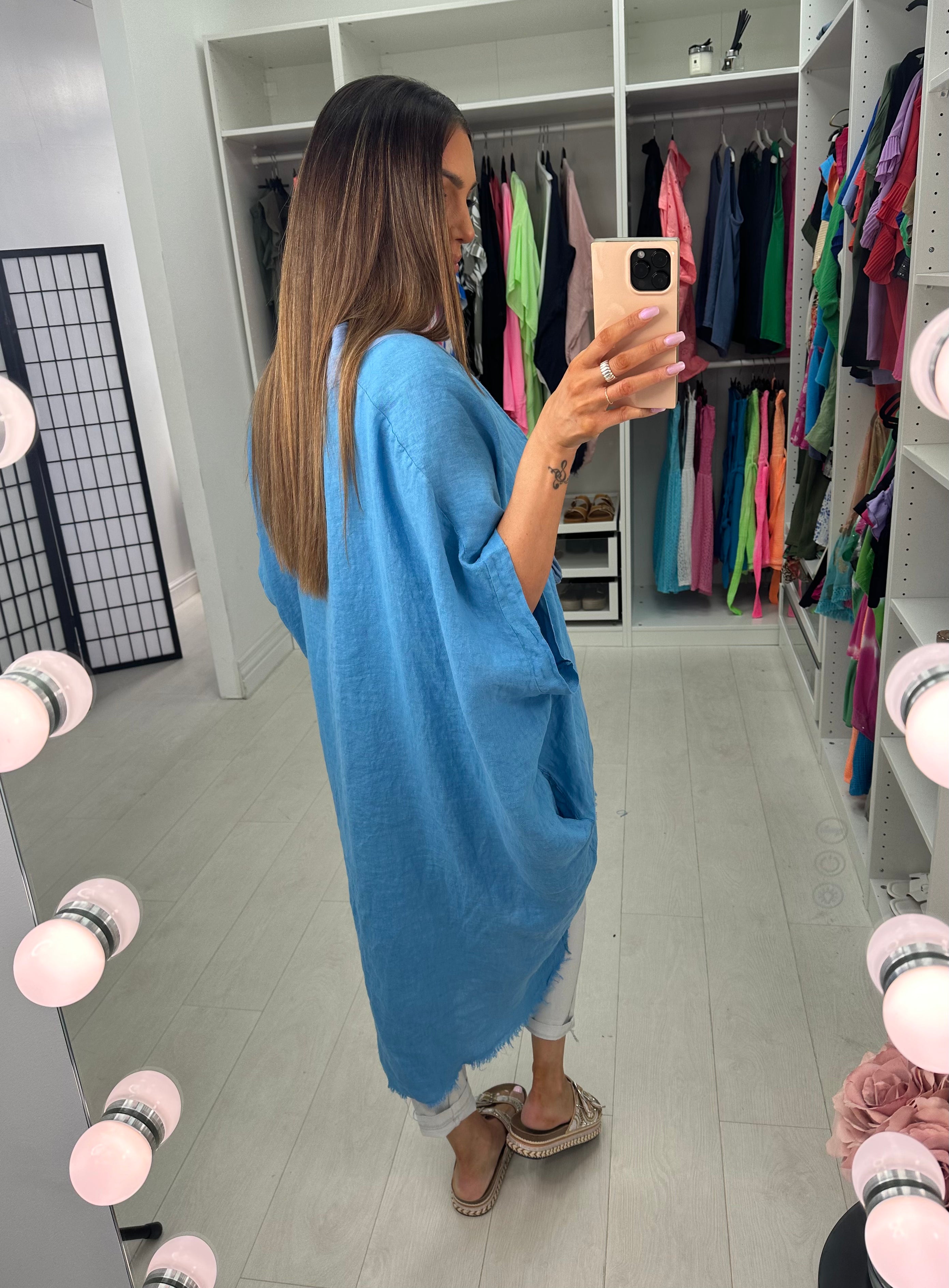 Adelaide Plain Tie Front Oversized Throw Over