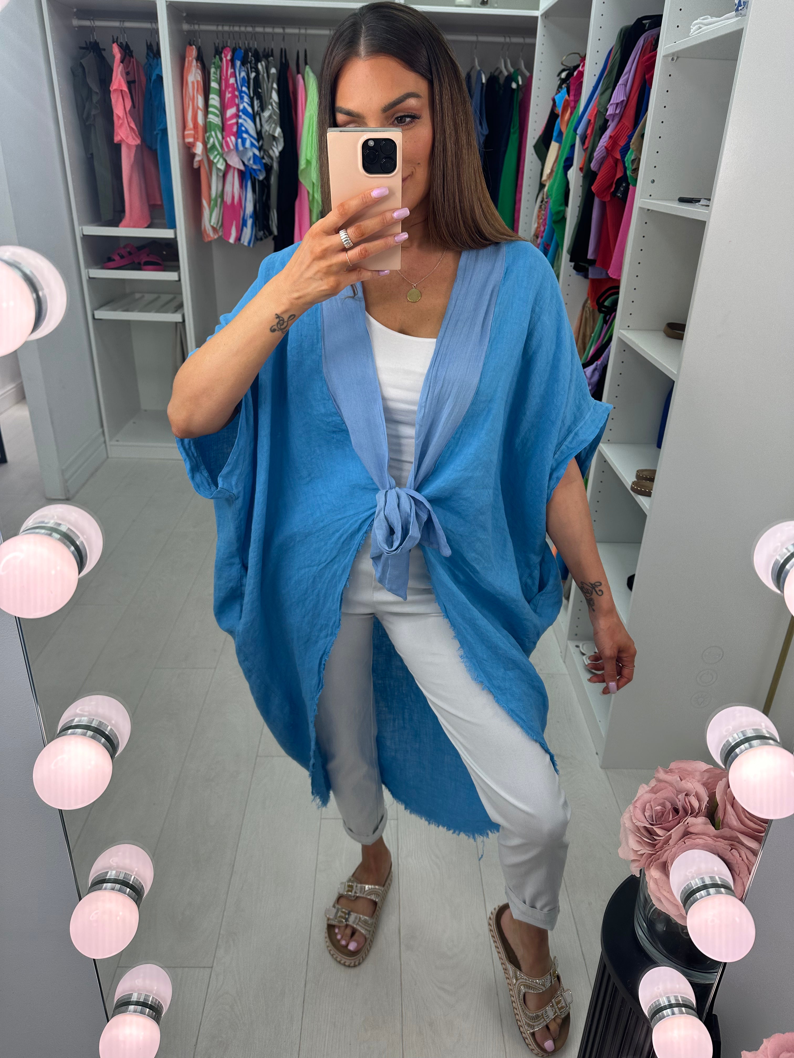 Adelaide Plain Tie Front Oversized Throw Over