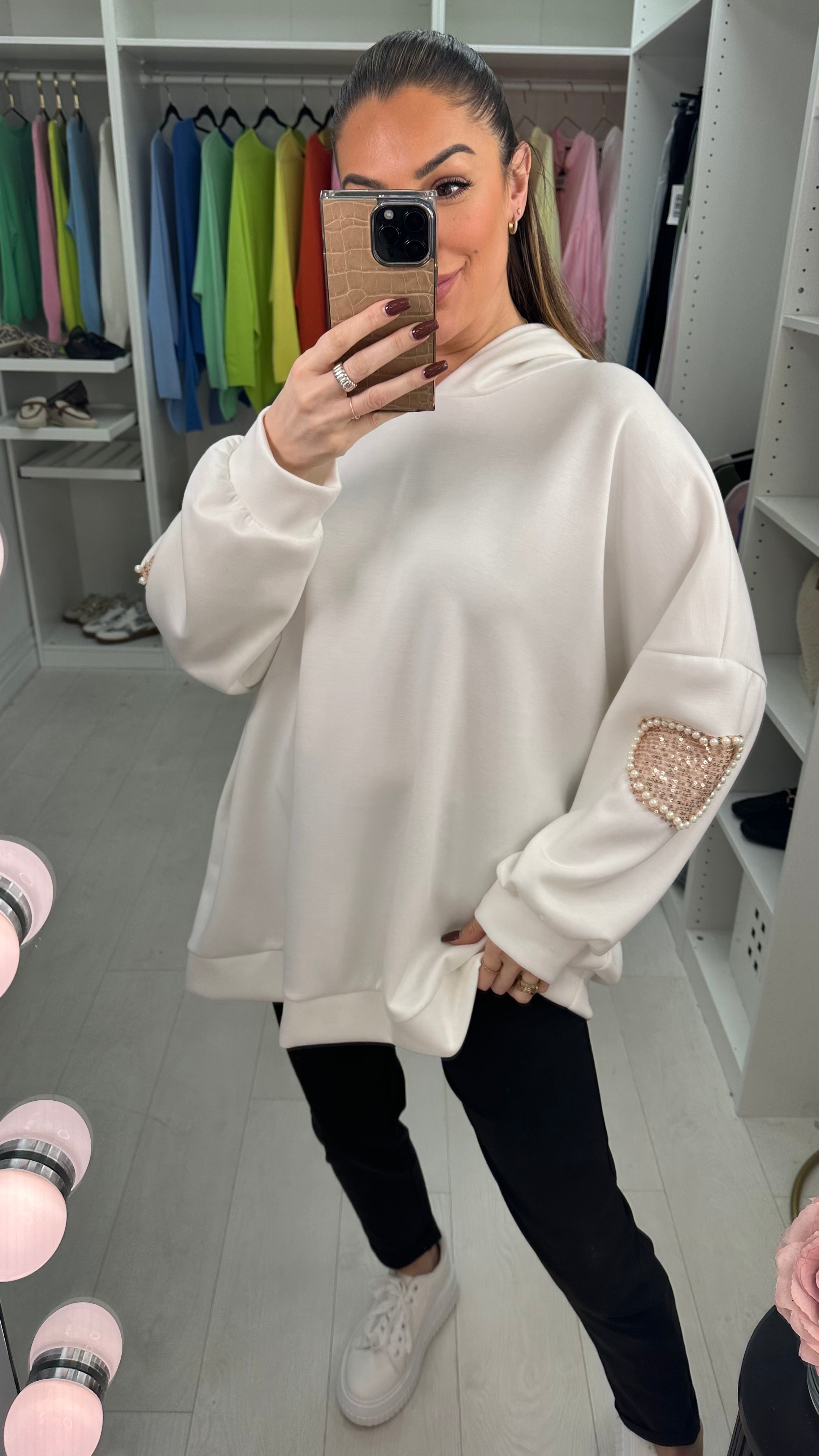 Michelle Embellished Sleeve Loose Fit Hoodie