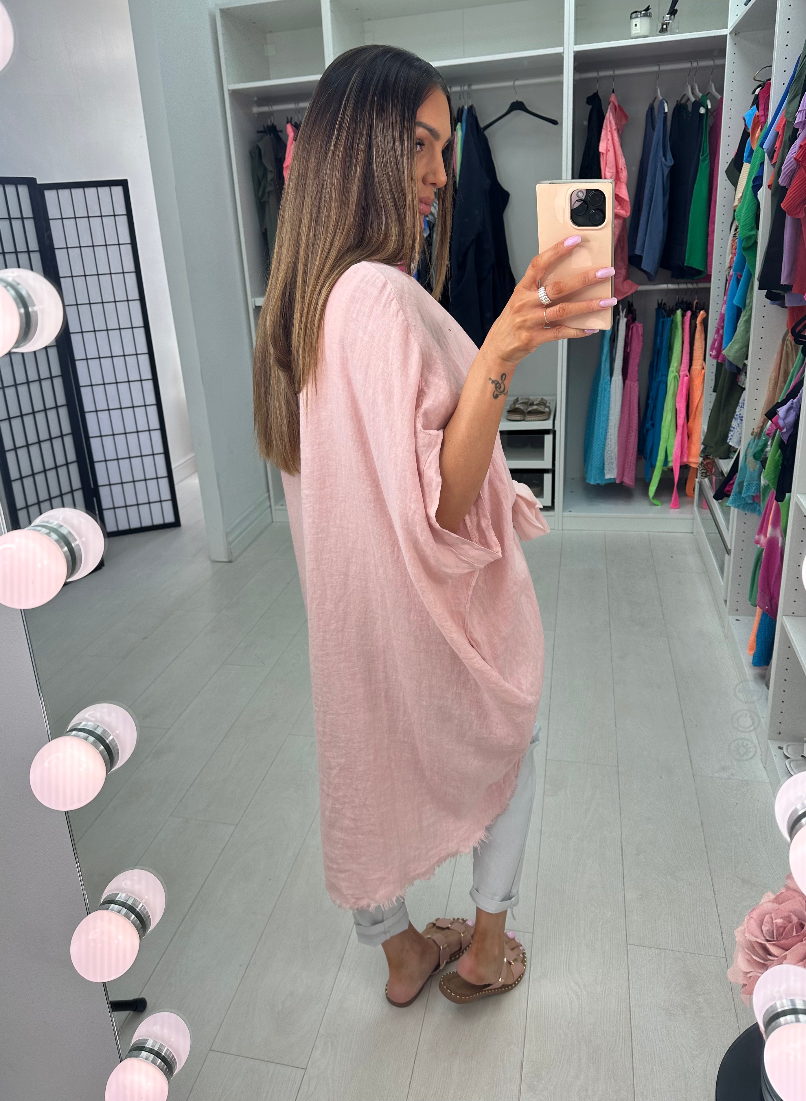 Adelaide Plain Tie Front Oversized Throw Over