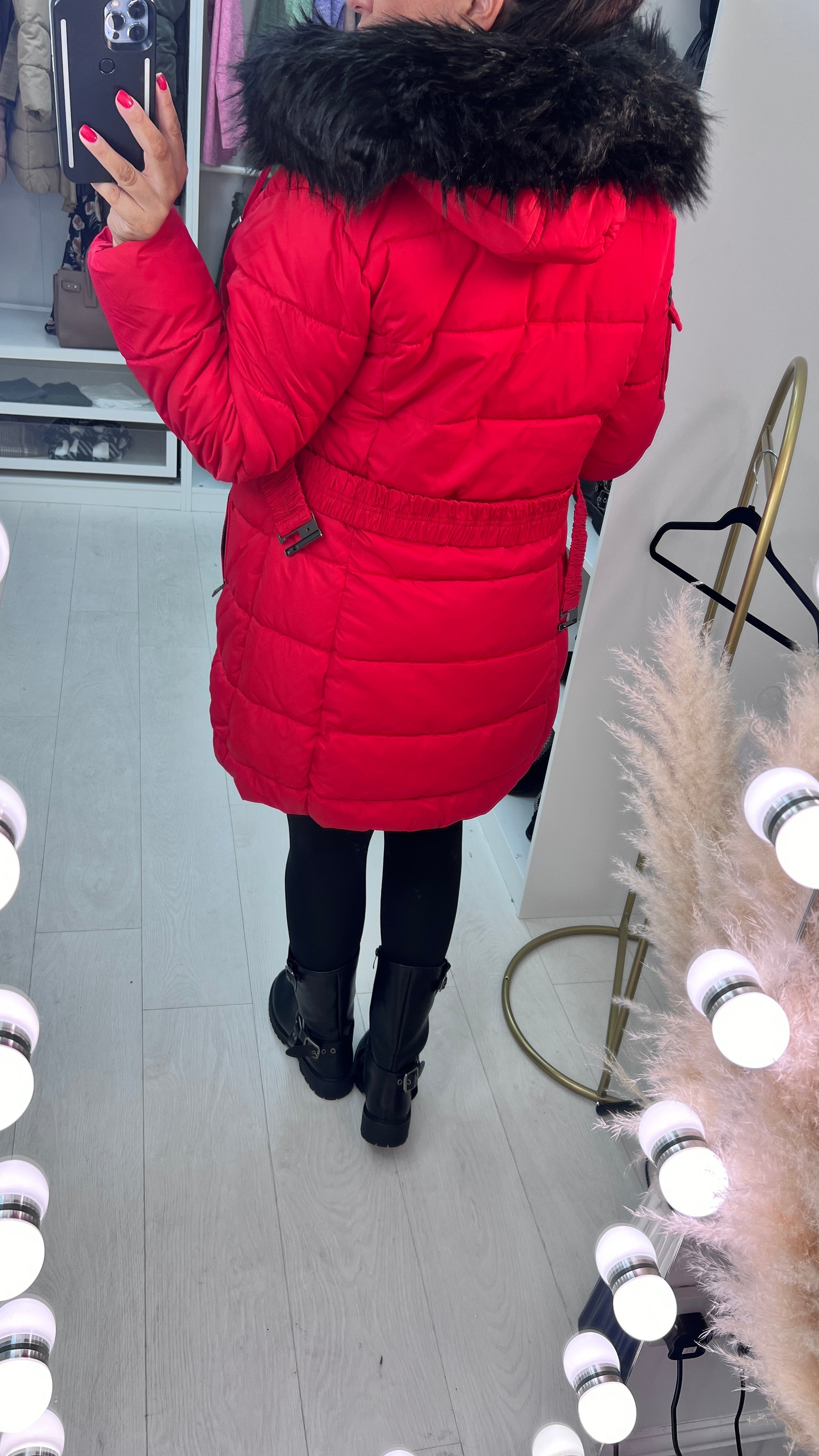 Trixie Red Faux Fur Hooded Coat
