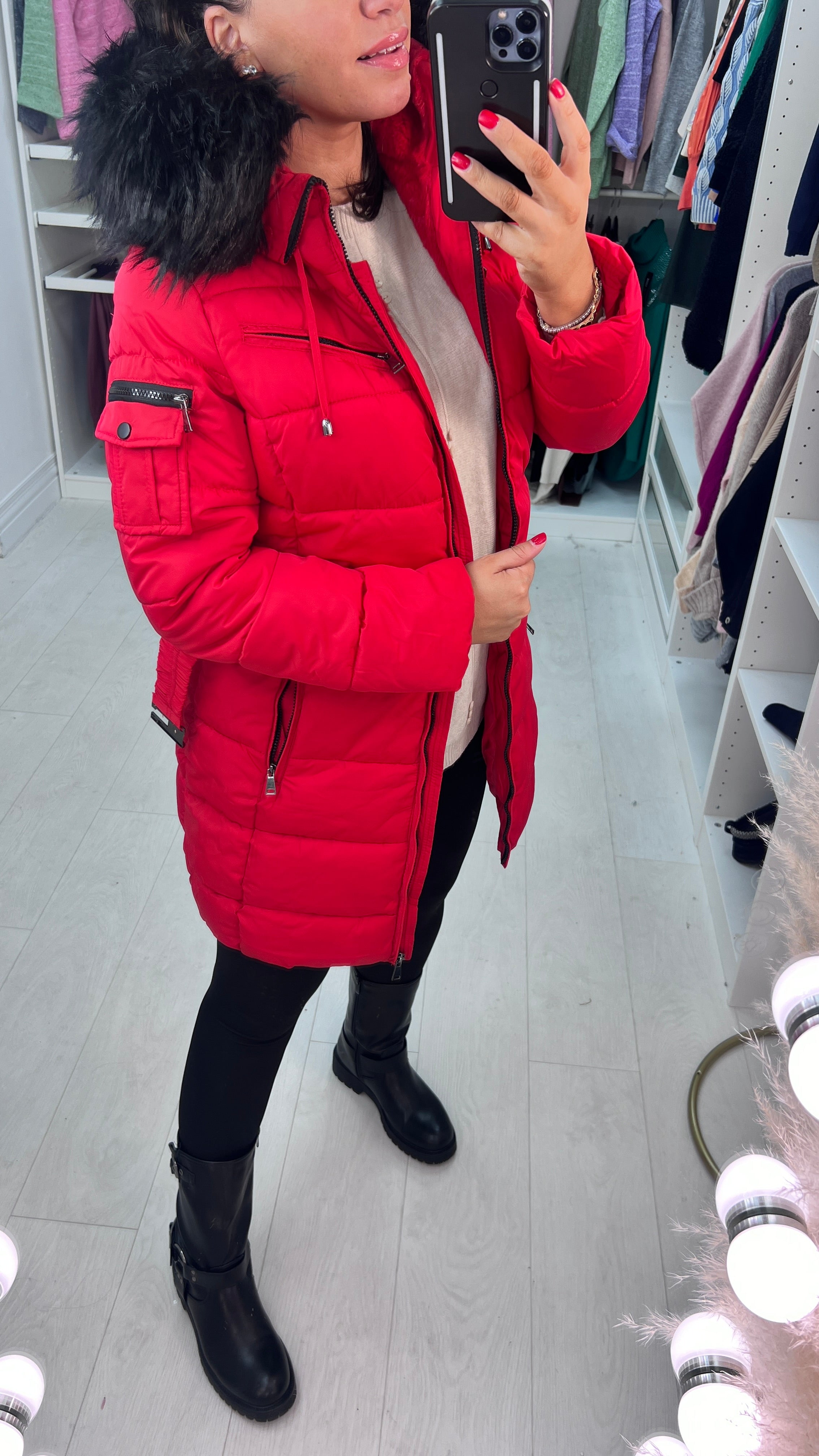Trixie Red Faux Fur Hooded Coat