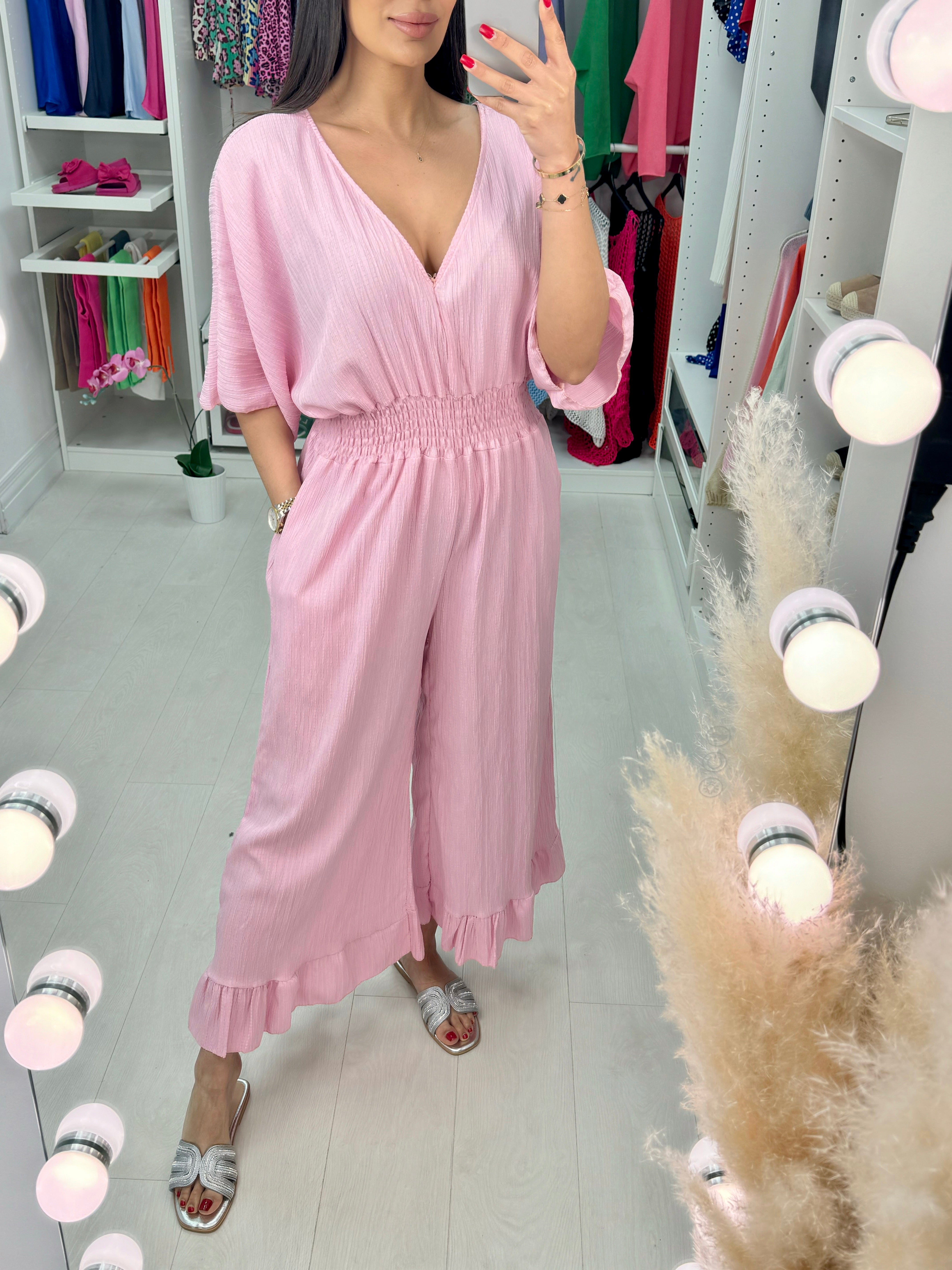 Cassis Crepe Wide Leg Jumpsuit