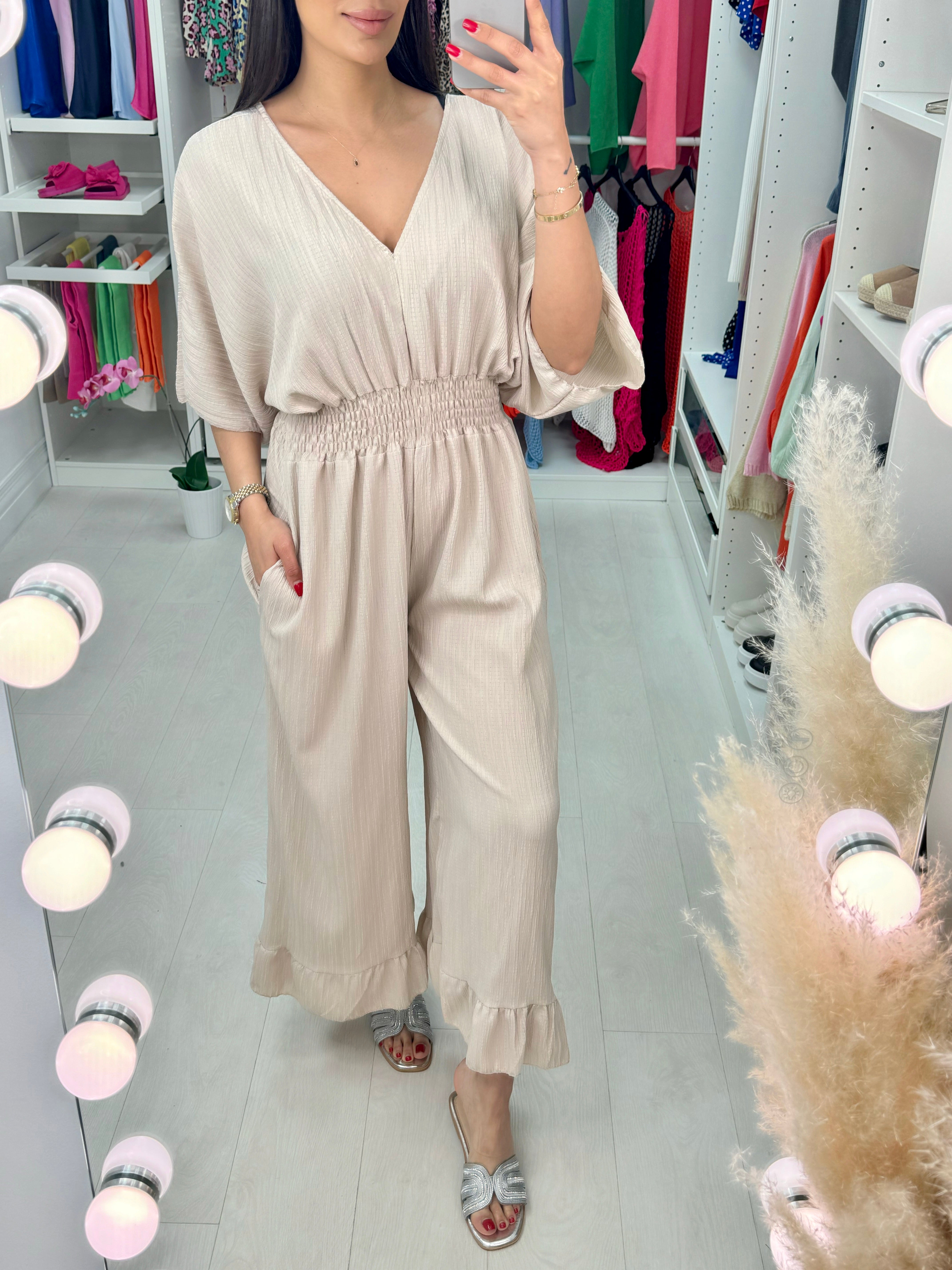 Cassis Crepe Wide Leg Jumpsuit