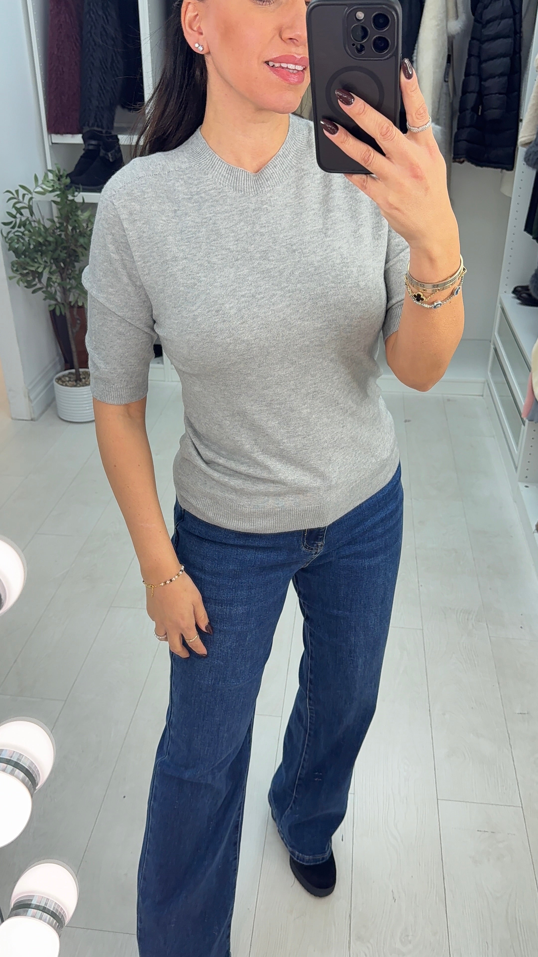 Korine Plain Short Sleeve Thin Knit Jumper