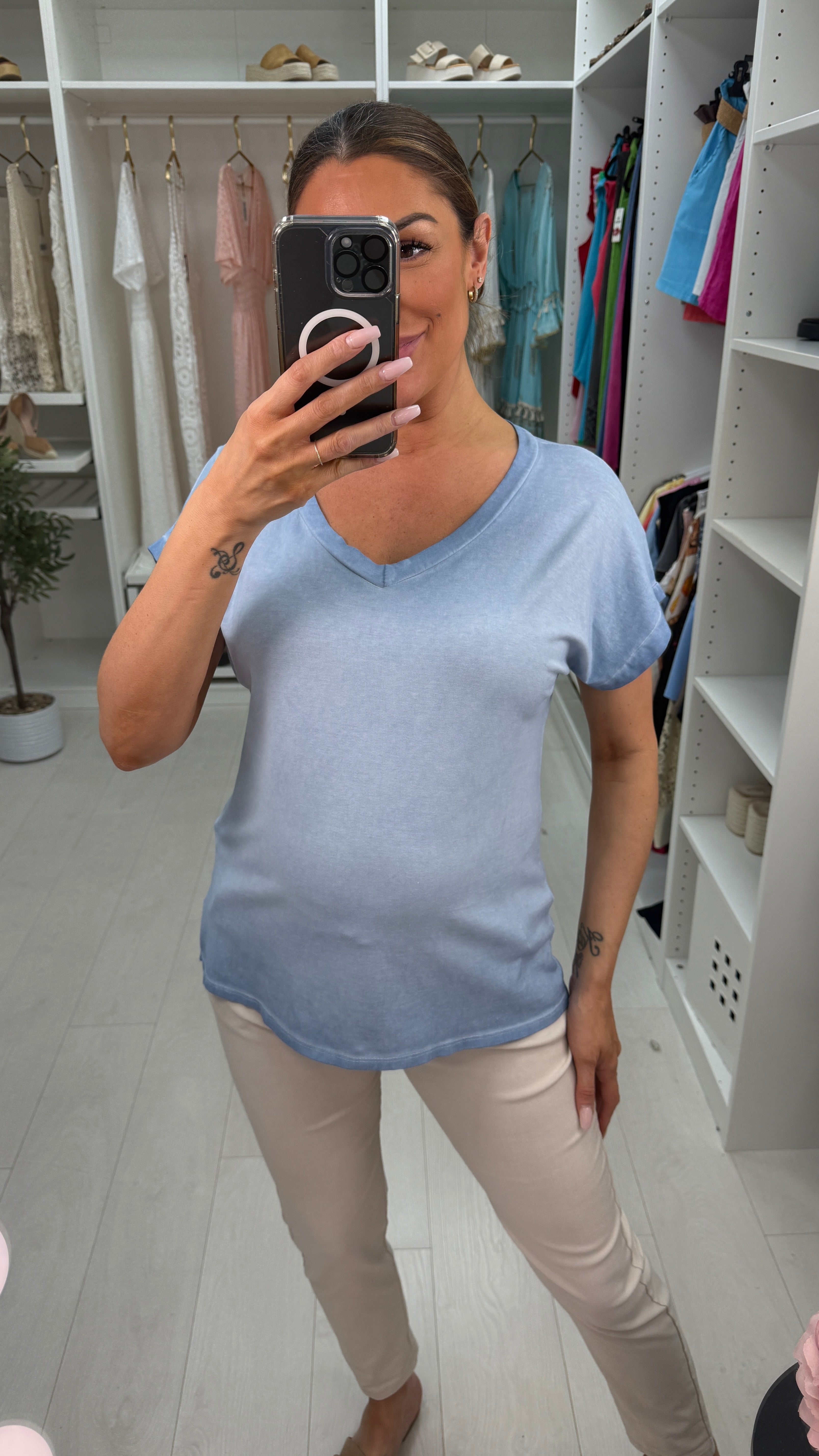 Elvira Plain V Neck T-Shirt