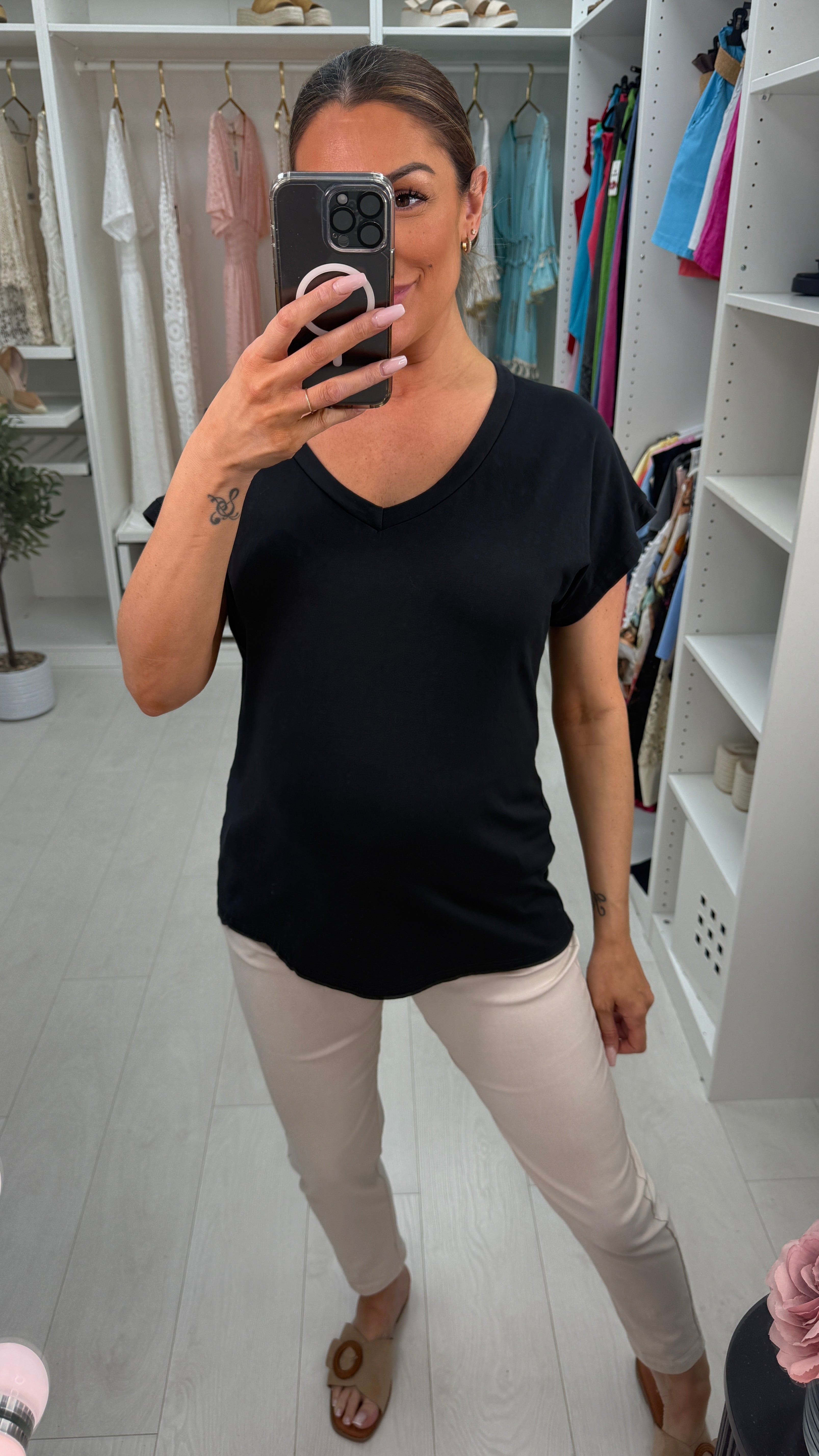 Elvira Plain V Neck T-Shirt