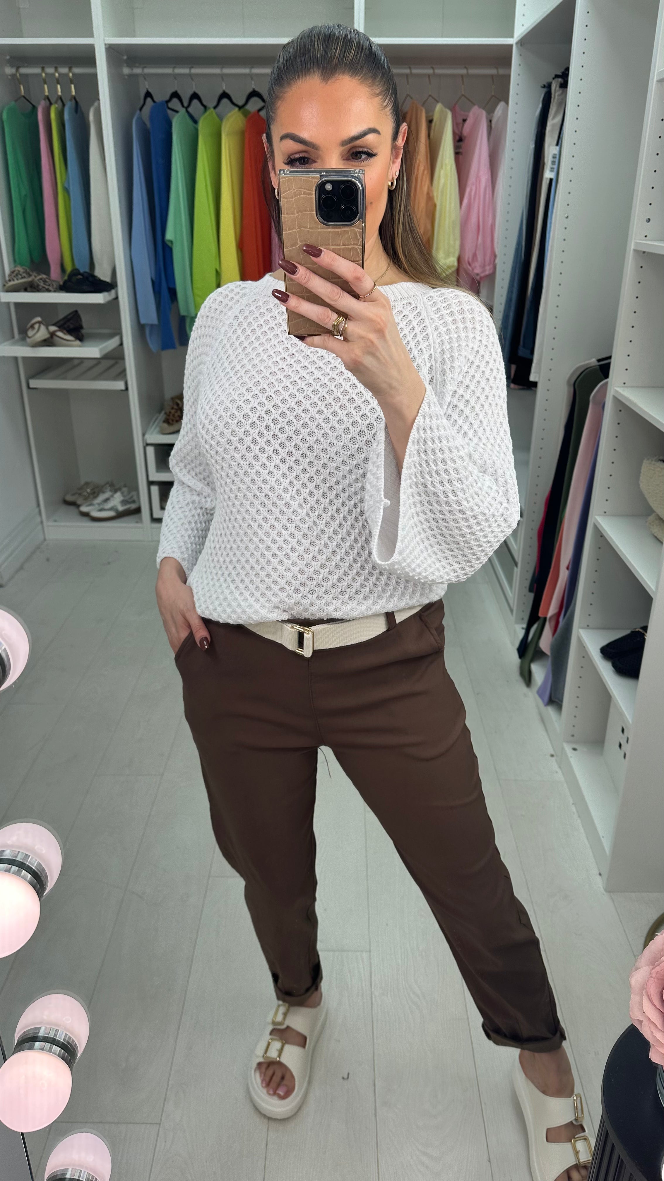 Amor Plain Magic Fit Belted Trousers
