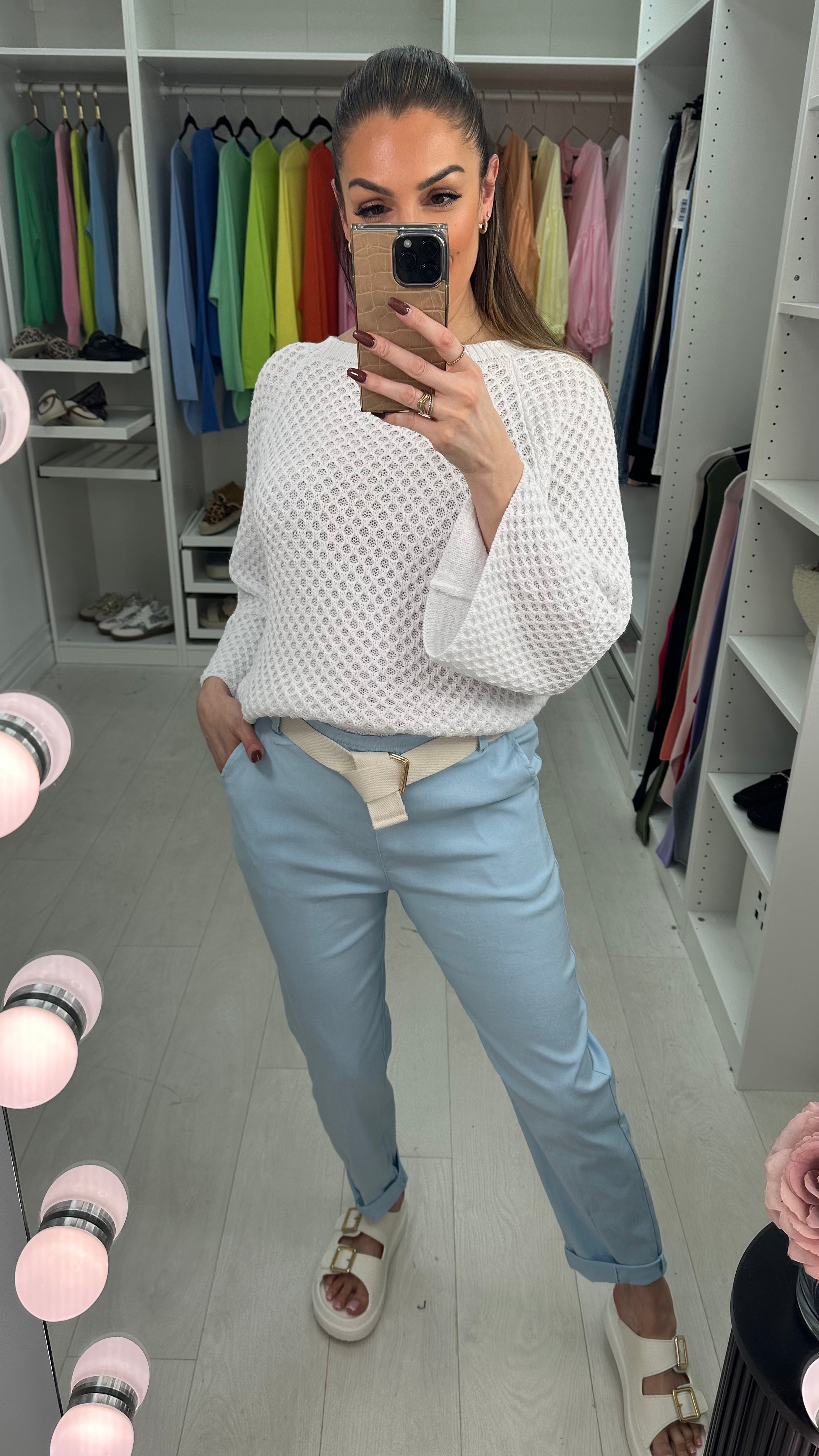 Amor Plain Magic Fit Belted Trousers