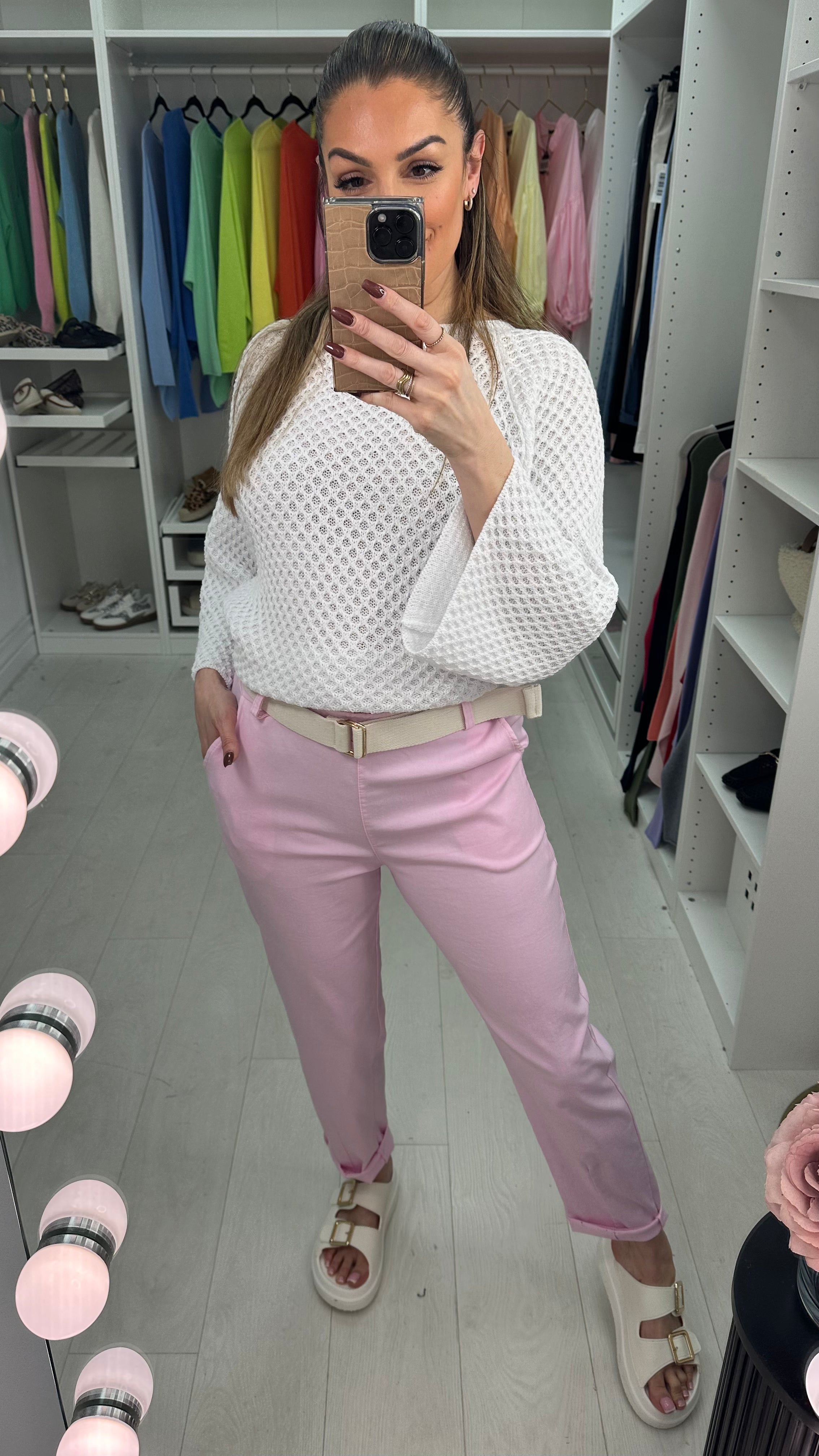 Amor Plain Magic Fit Belted Trousers