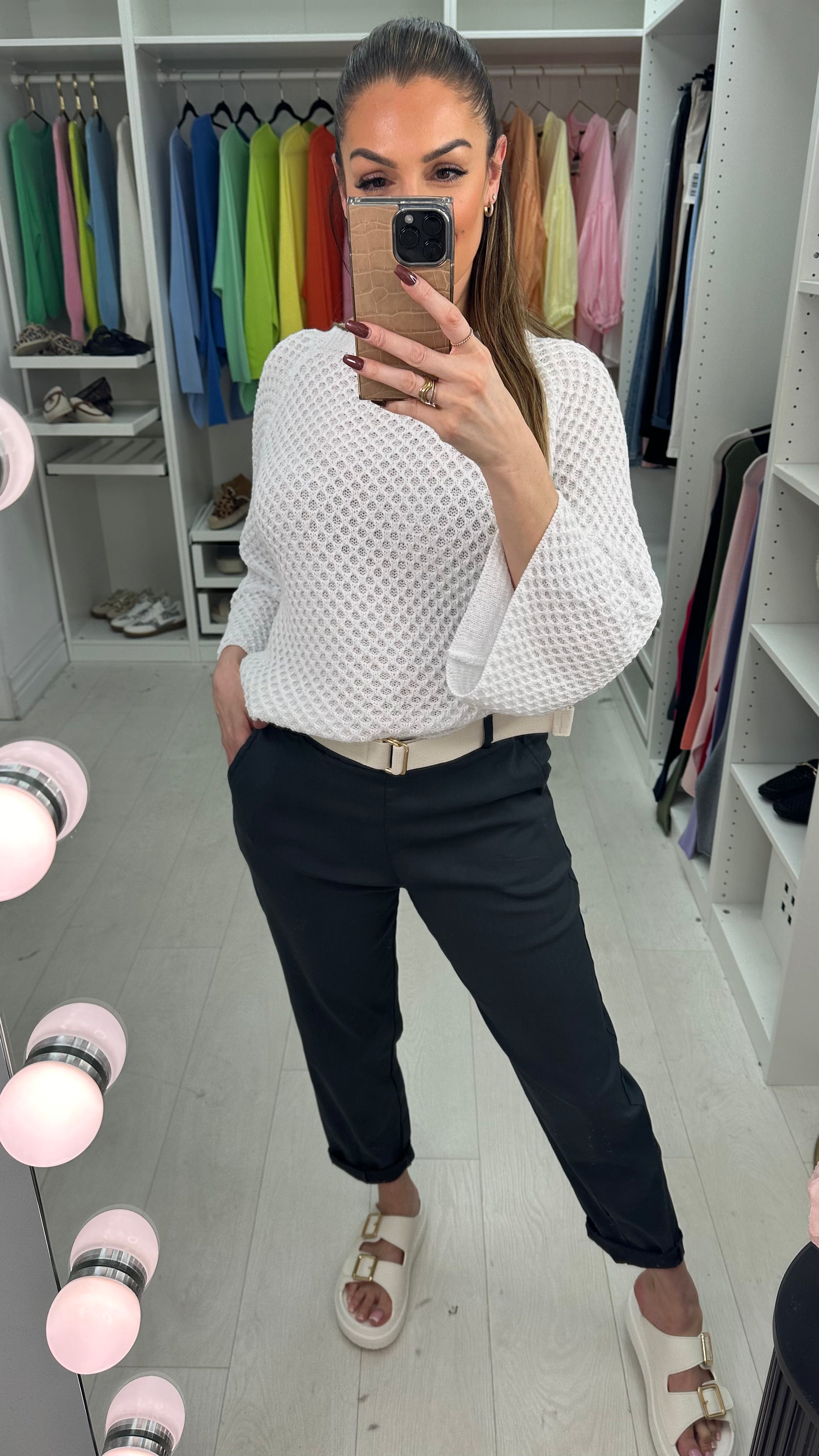 Amor Plain Magic Fit Belted Trousers