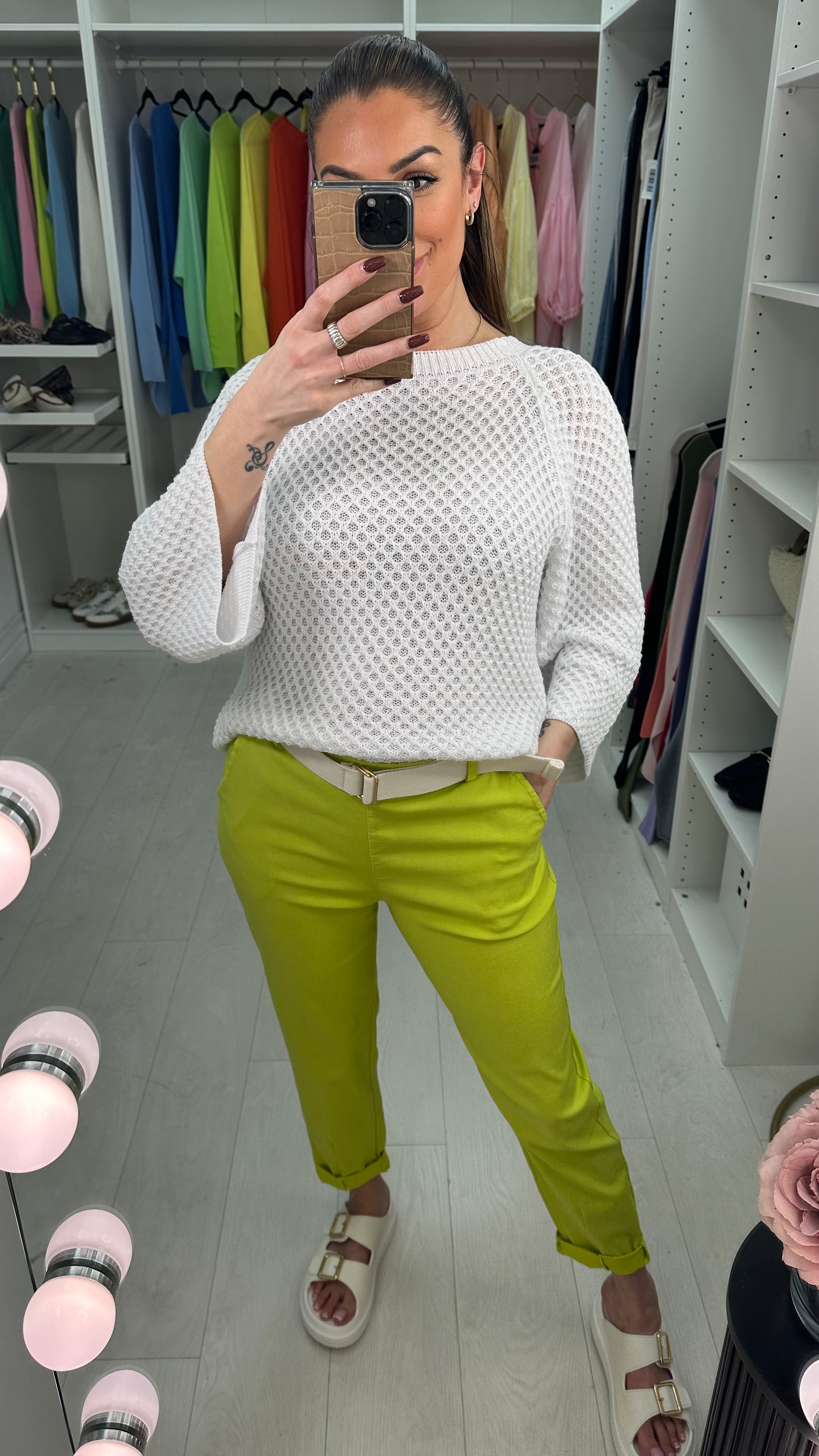 Amor Plain Magic Fit Belted Trousers