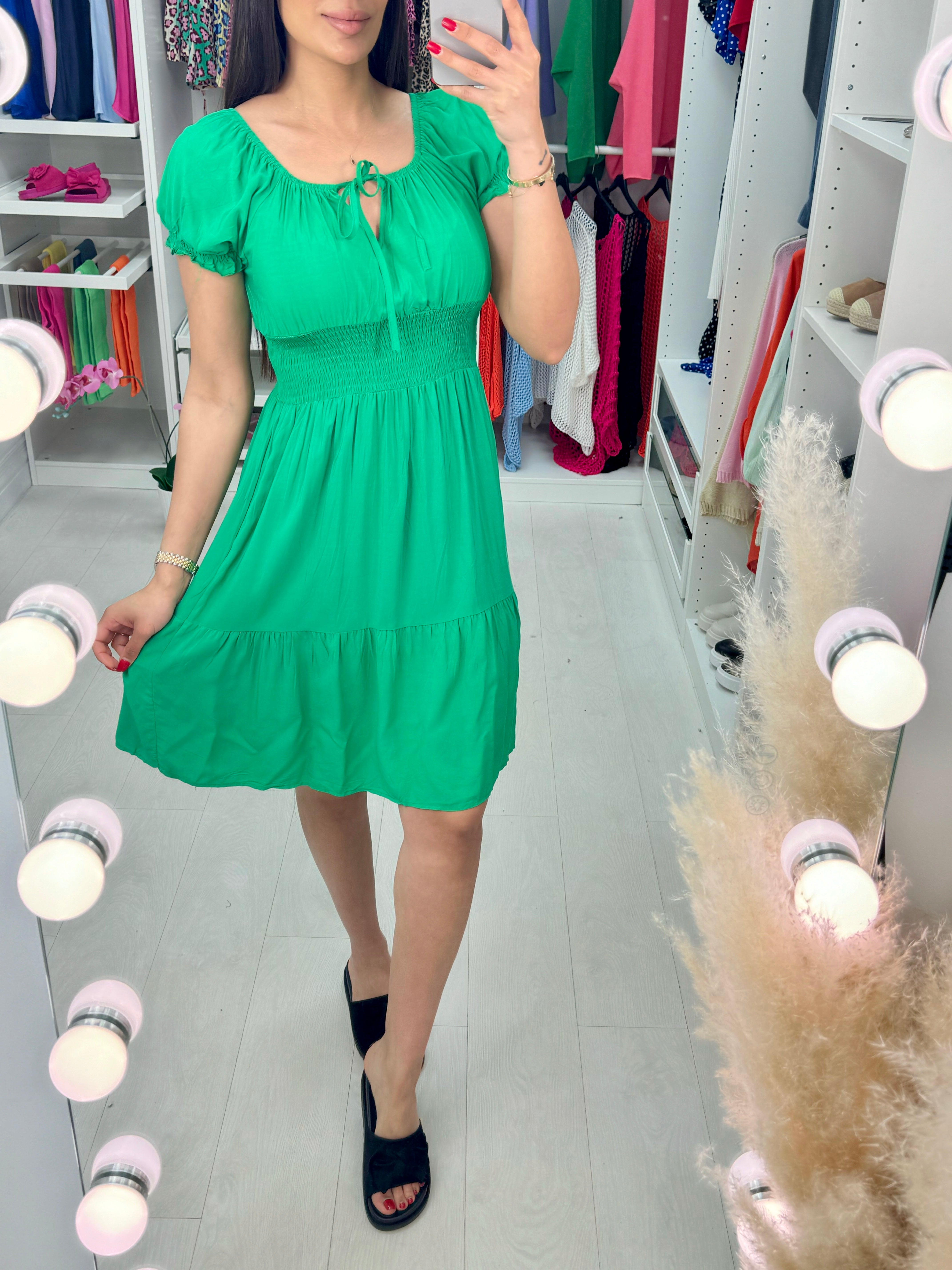 Dita Bardot Style Tie Neck Dress