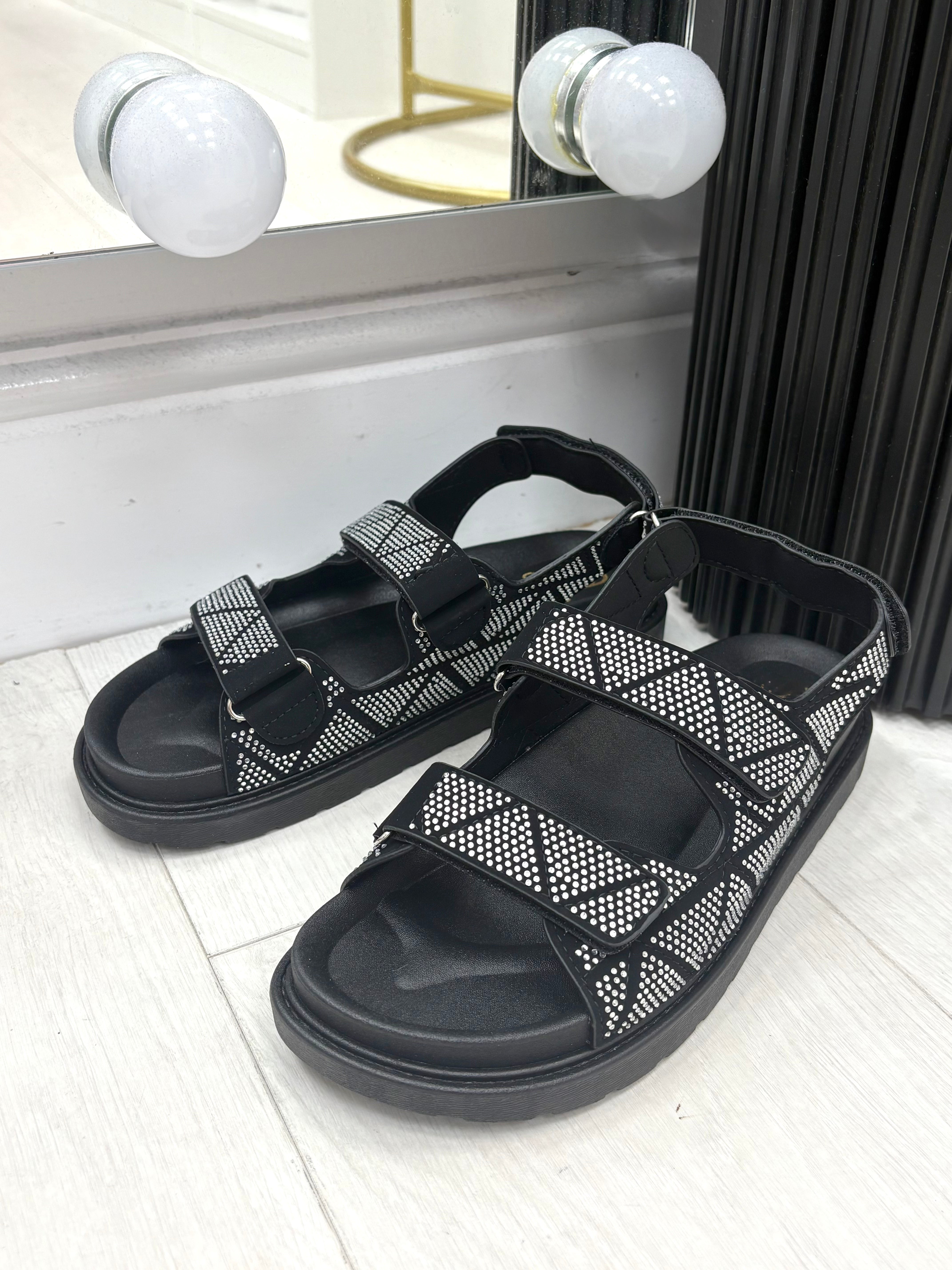 Raynelle Diamante Embellished Velcro Sandals