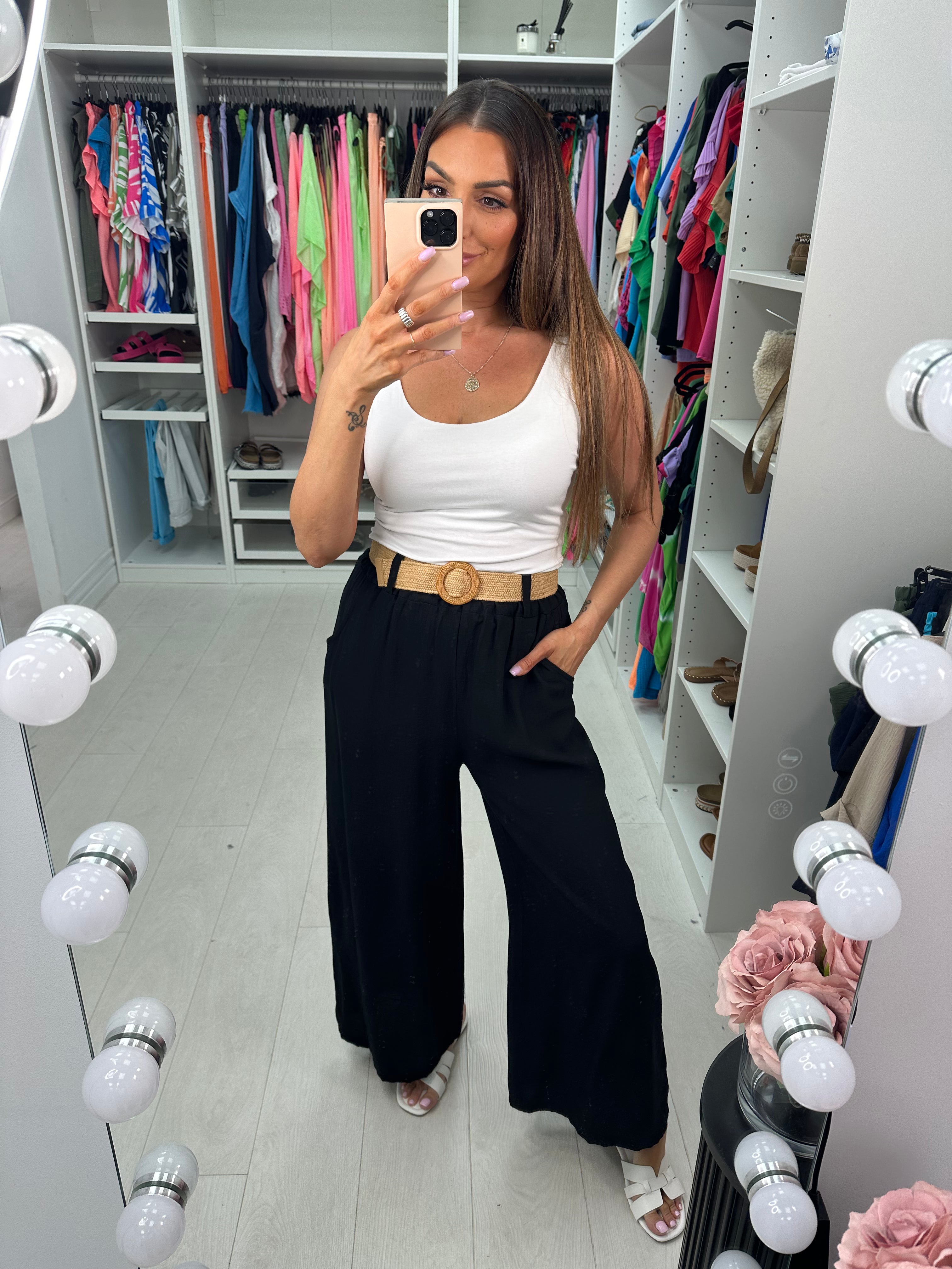 Honey Crepe Wide Leg Trousers