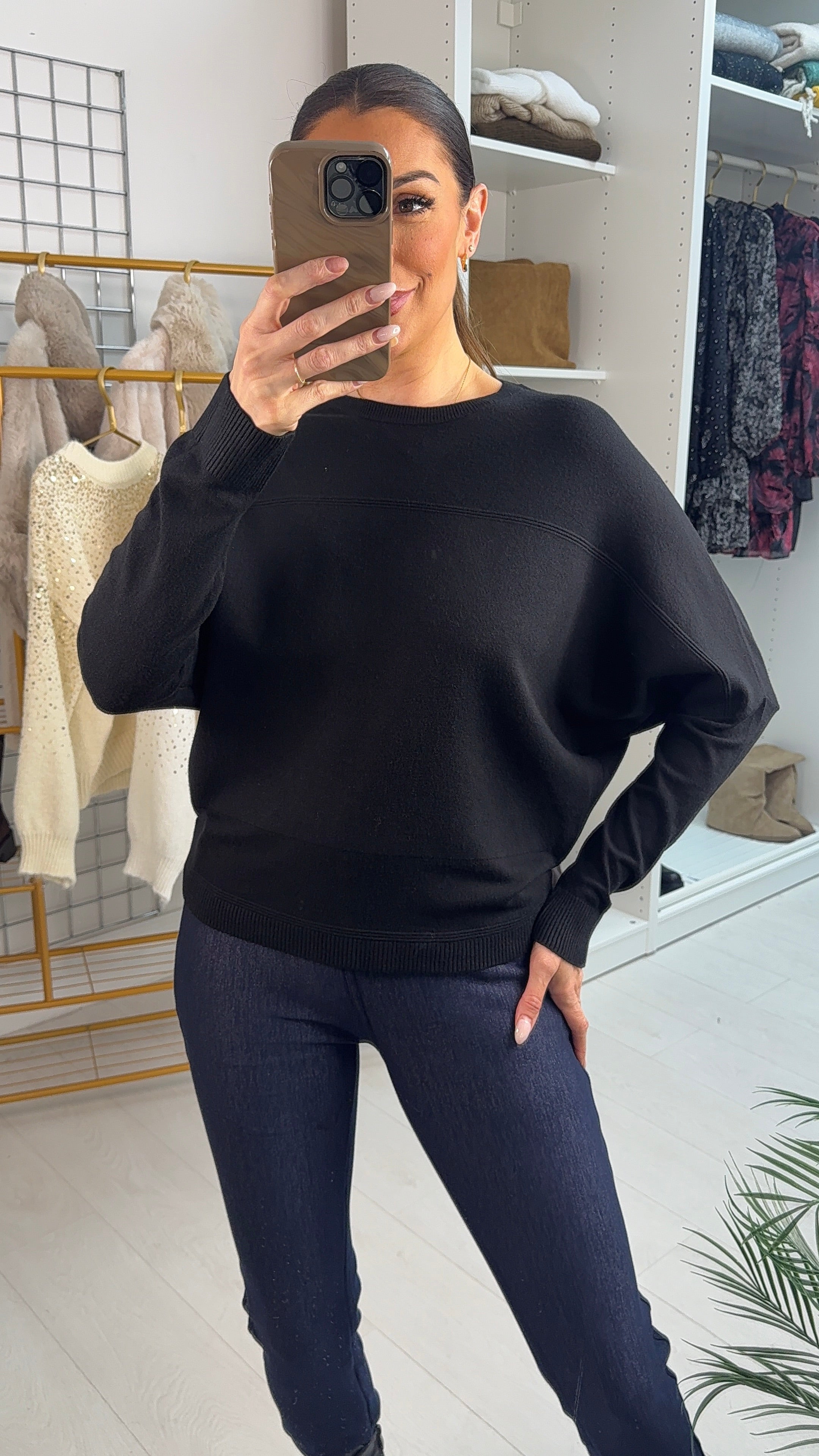 Sorina Plain Batwing Sleeve Jumper