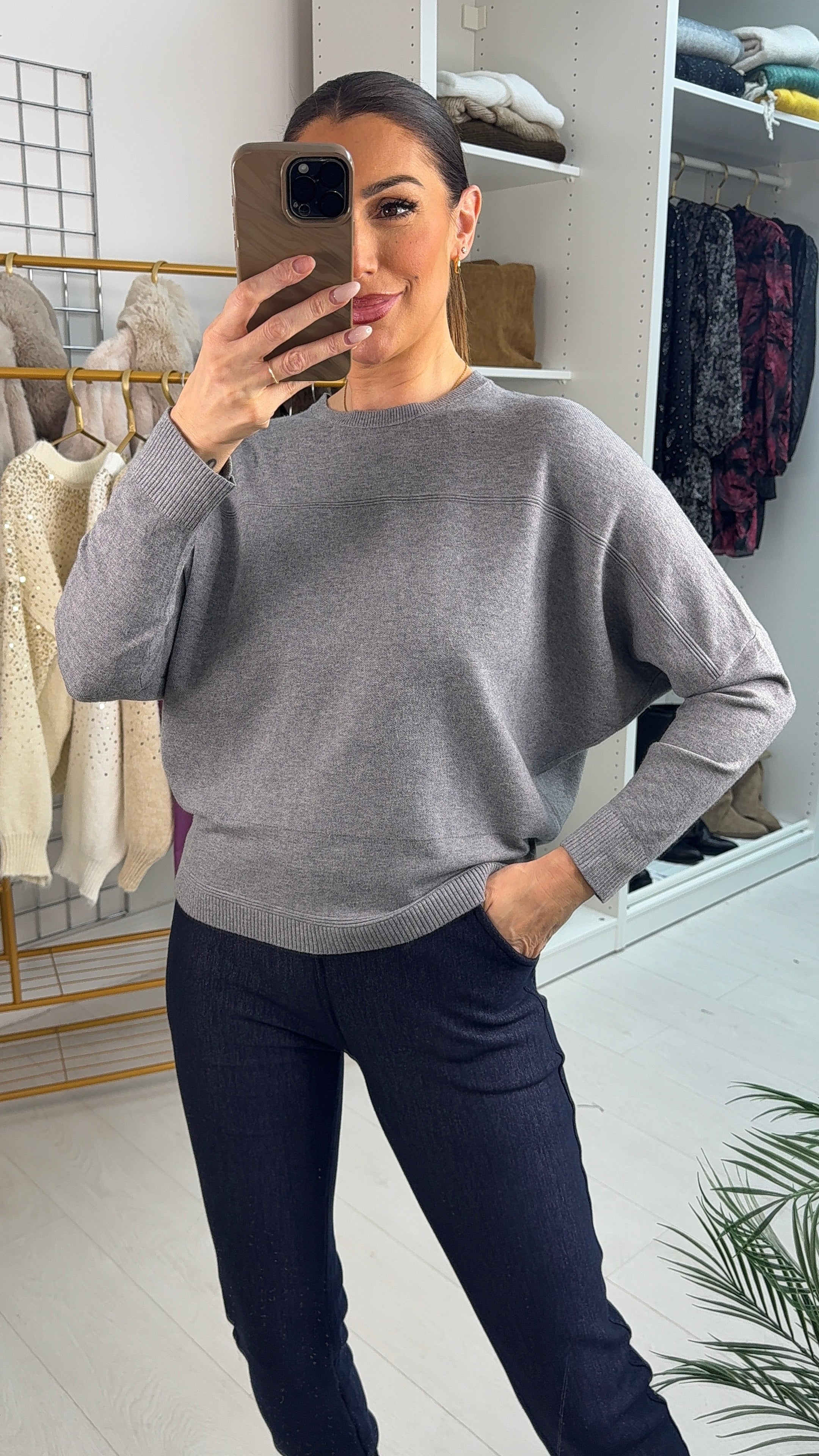 Sorina Plain Batwing Sleeve Jumper