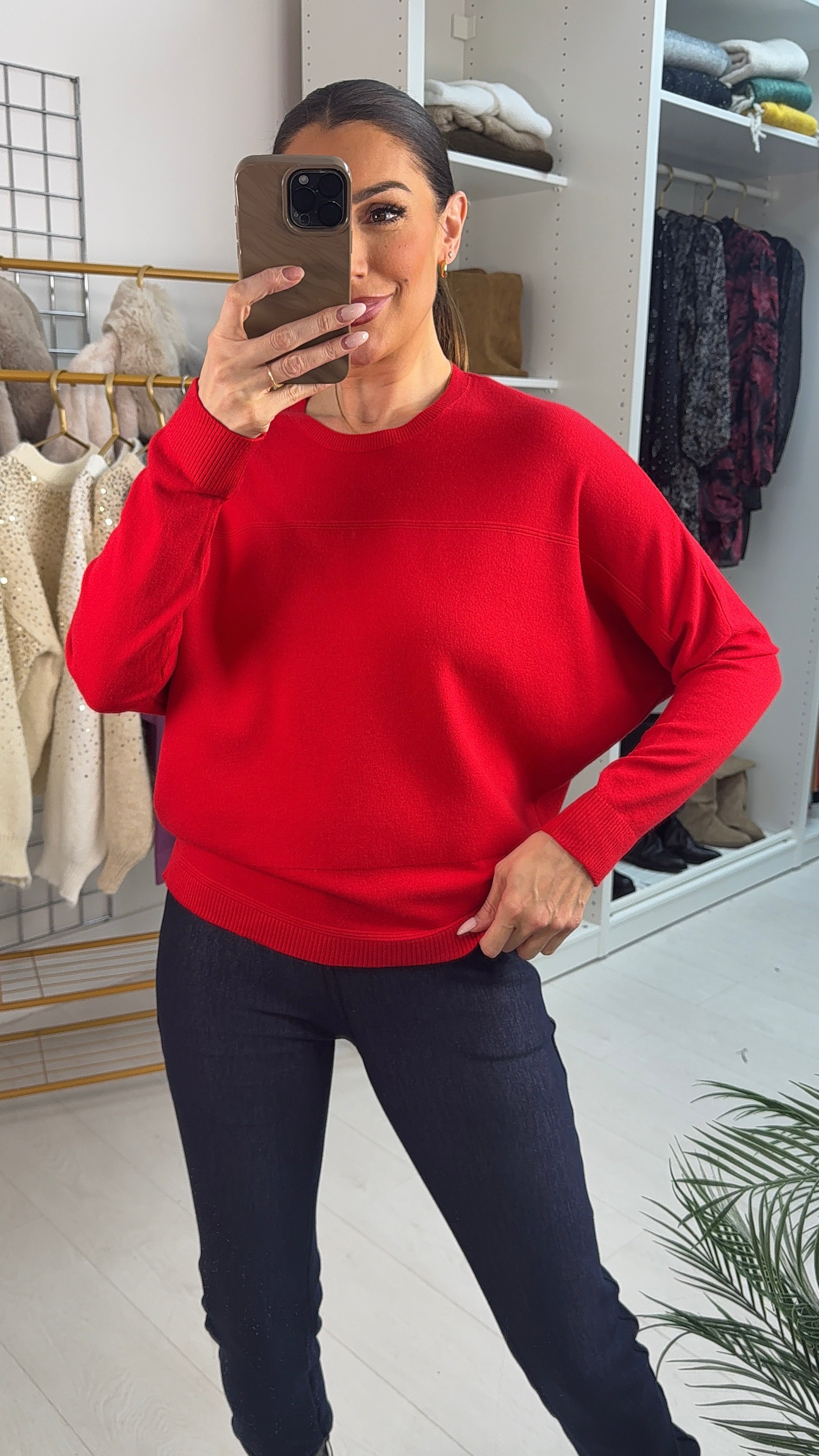 Sorina Plain Batwing Sleeve Jumper