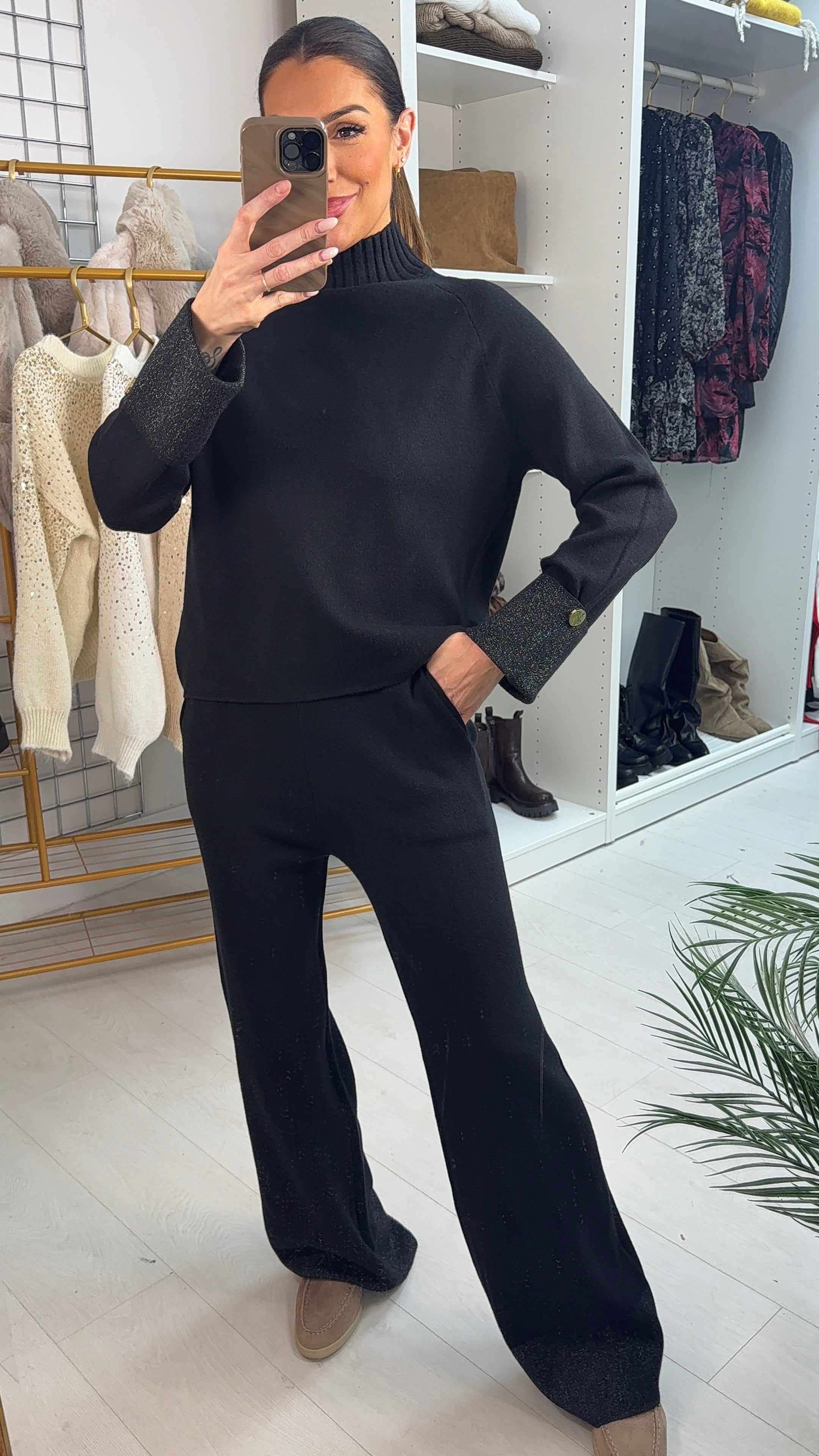 Ritchie Plain Lurex Hem Loungewear Set