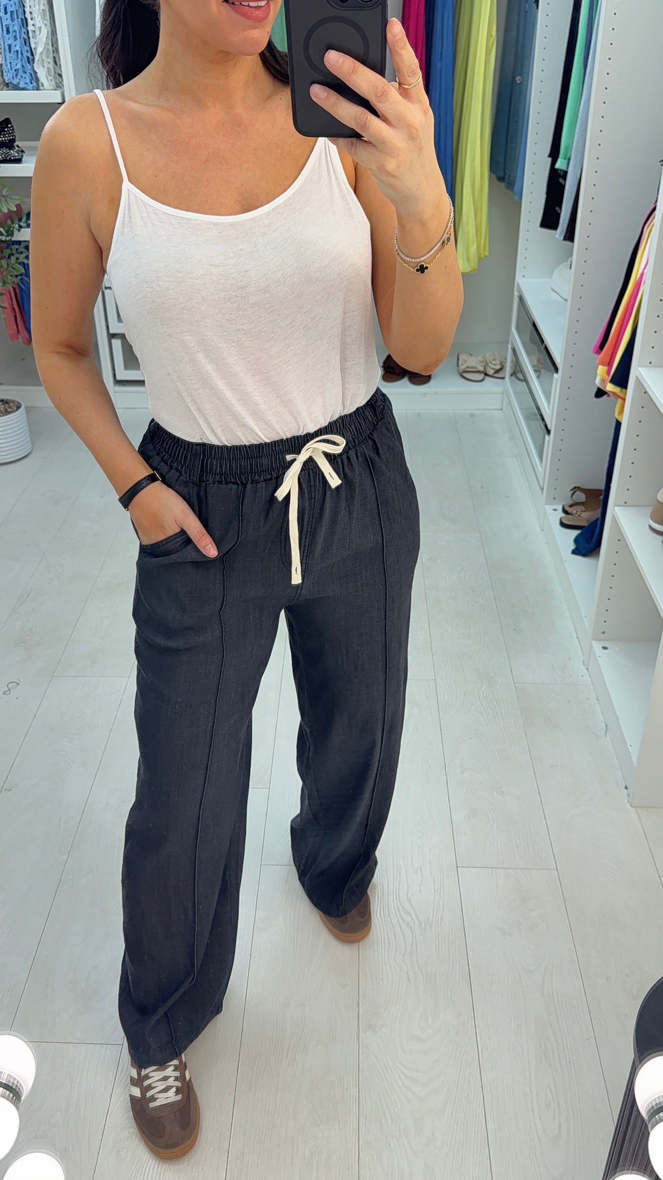 Loissa Wide Leg Soft Denim Trousers