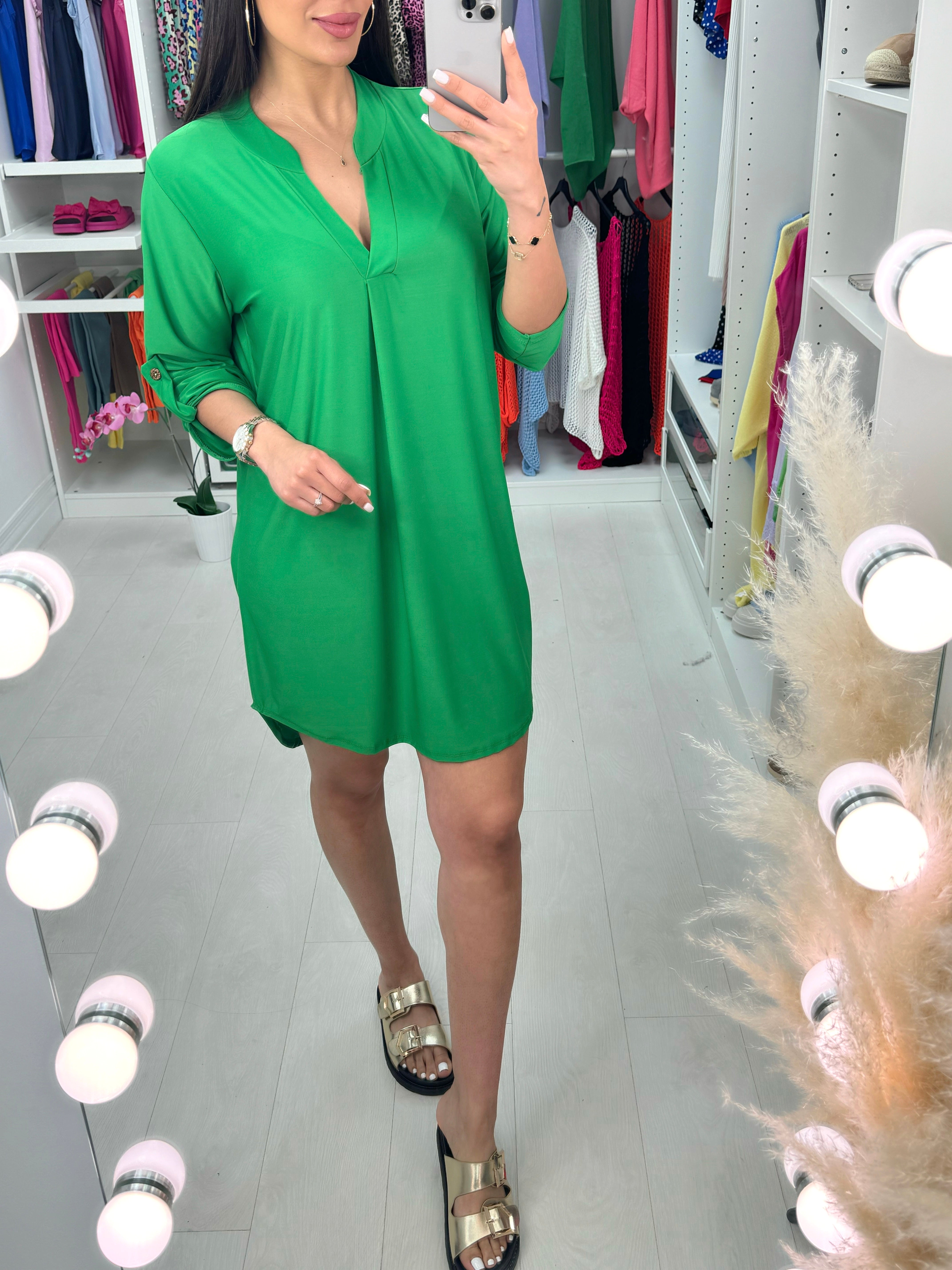 Rita Plain V-Neck Dress