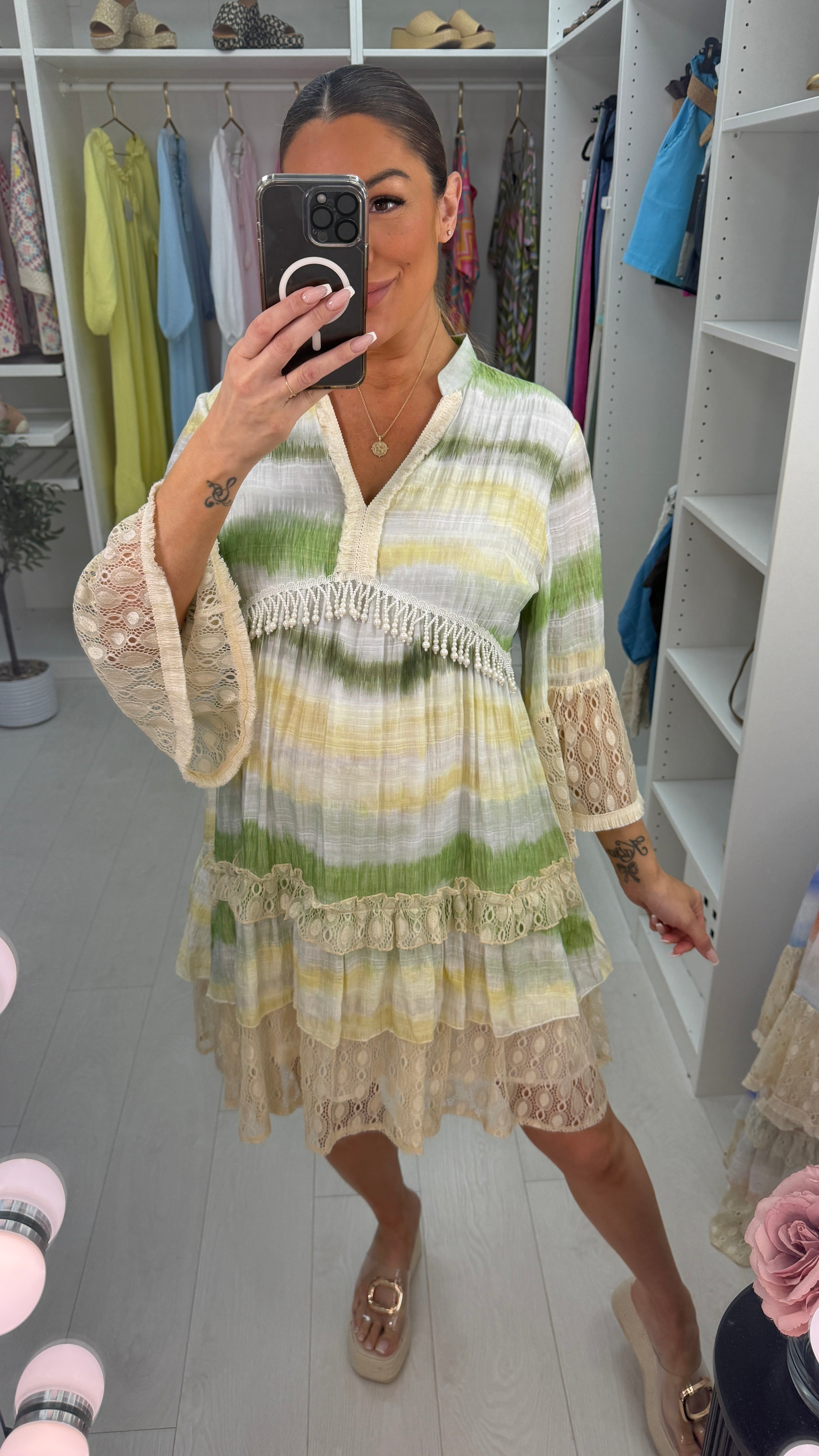 Kinsley Ombre V Neck Smock Dress