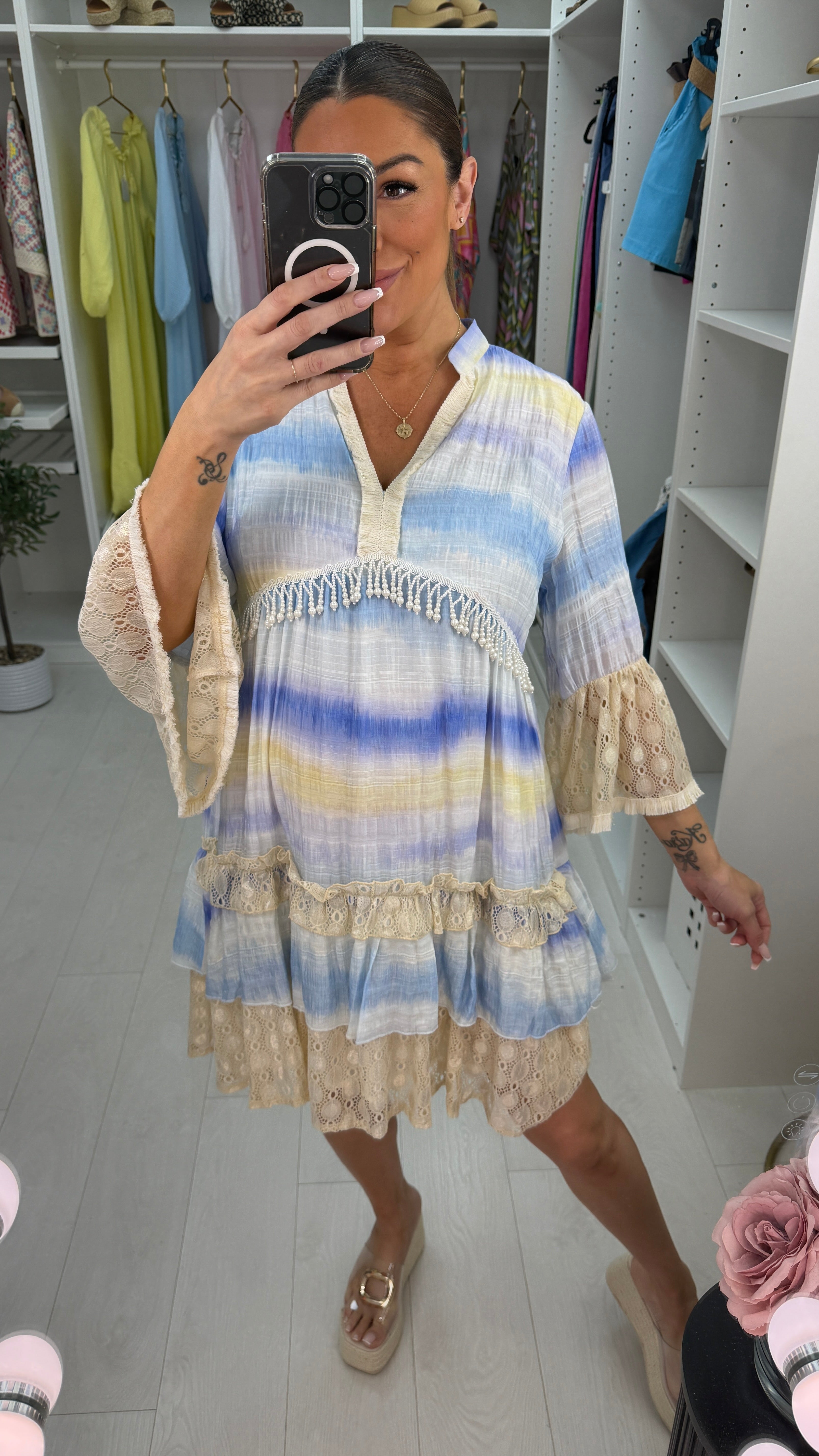 Kinsley Ombre V Neck Smock Dress