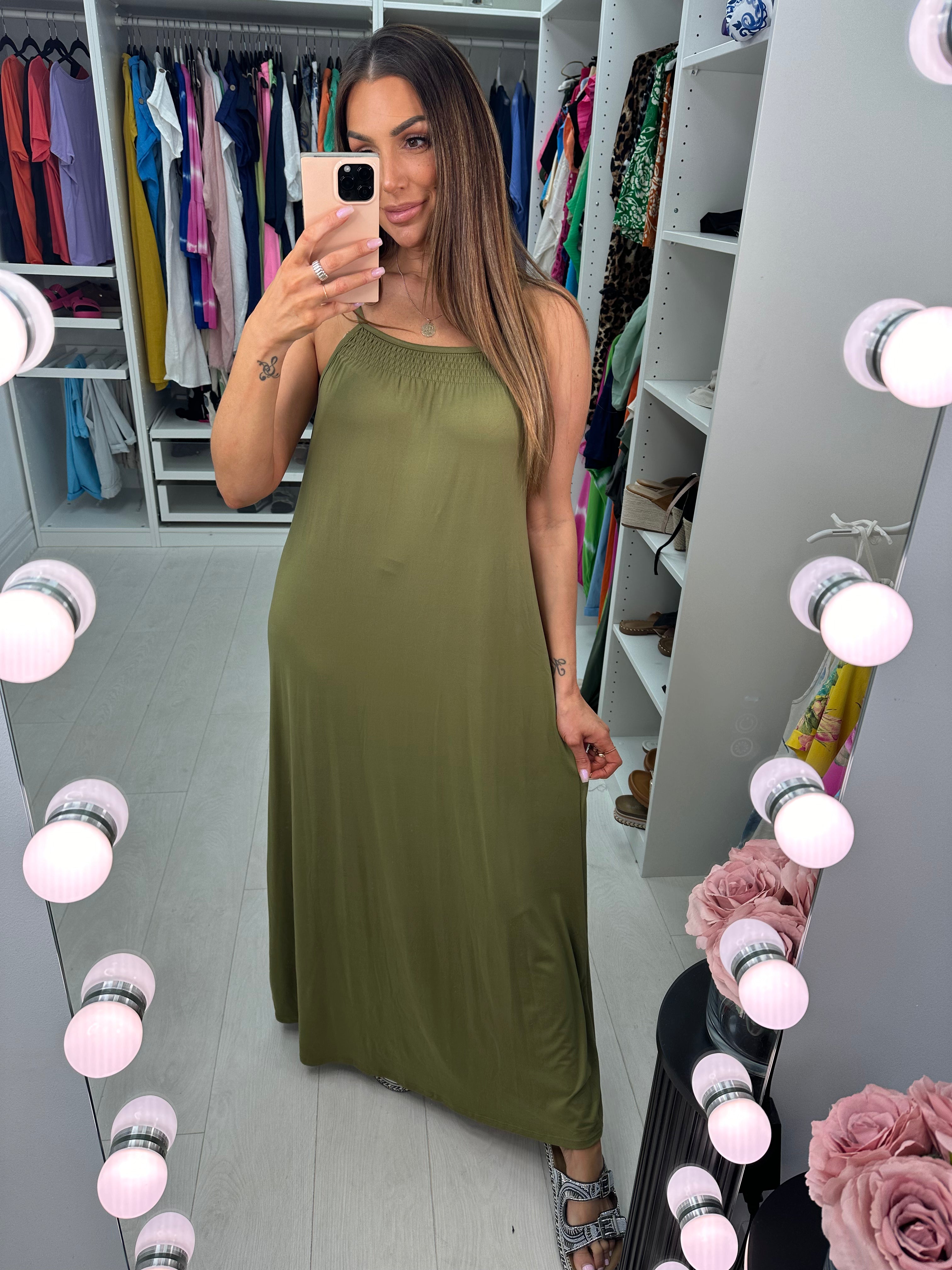 Athens Spaghetti Strap Square Neck Maxi Dress