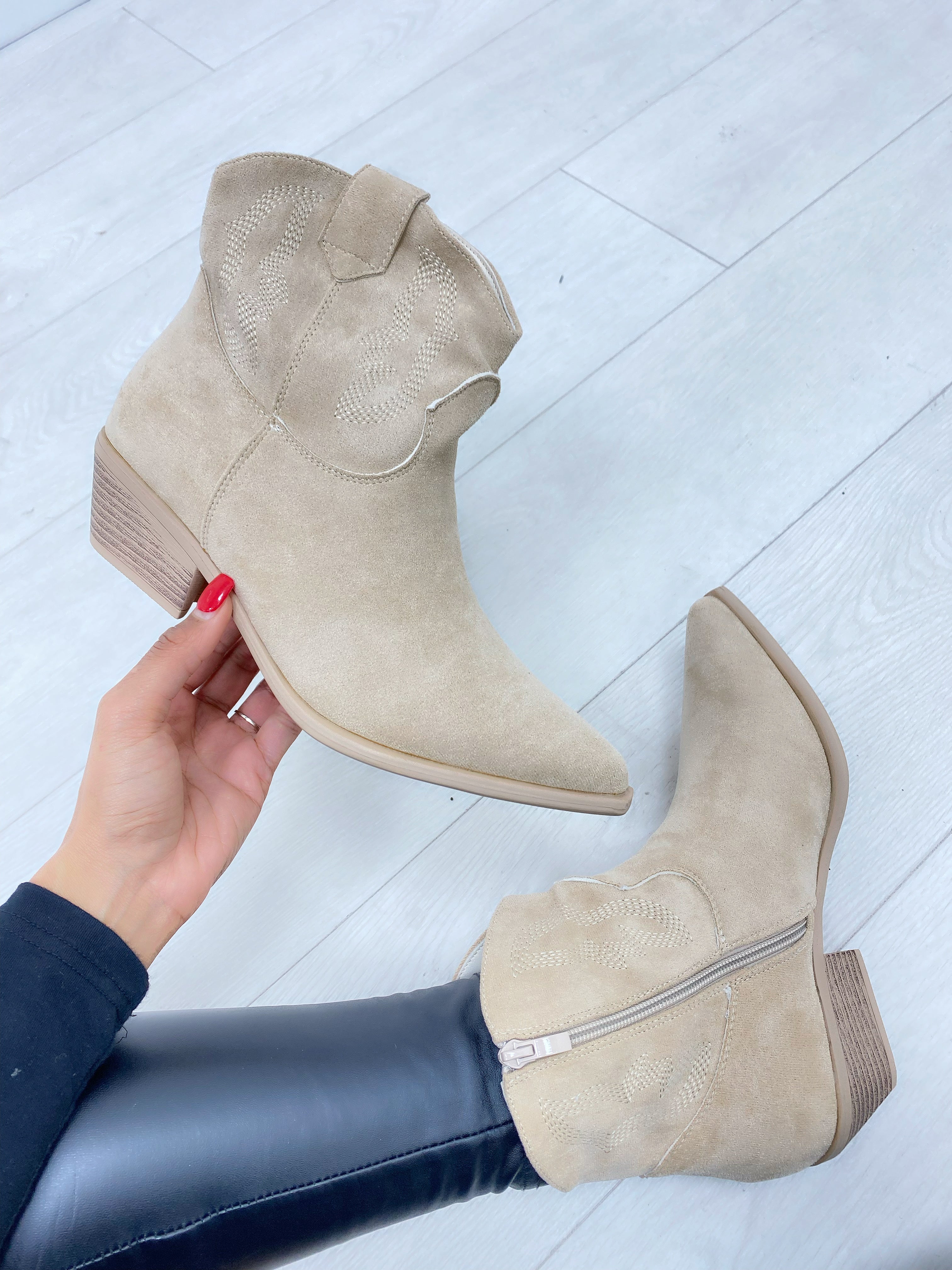 Avenue Faux Suede Western Ankle Boot