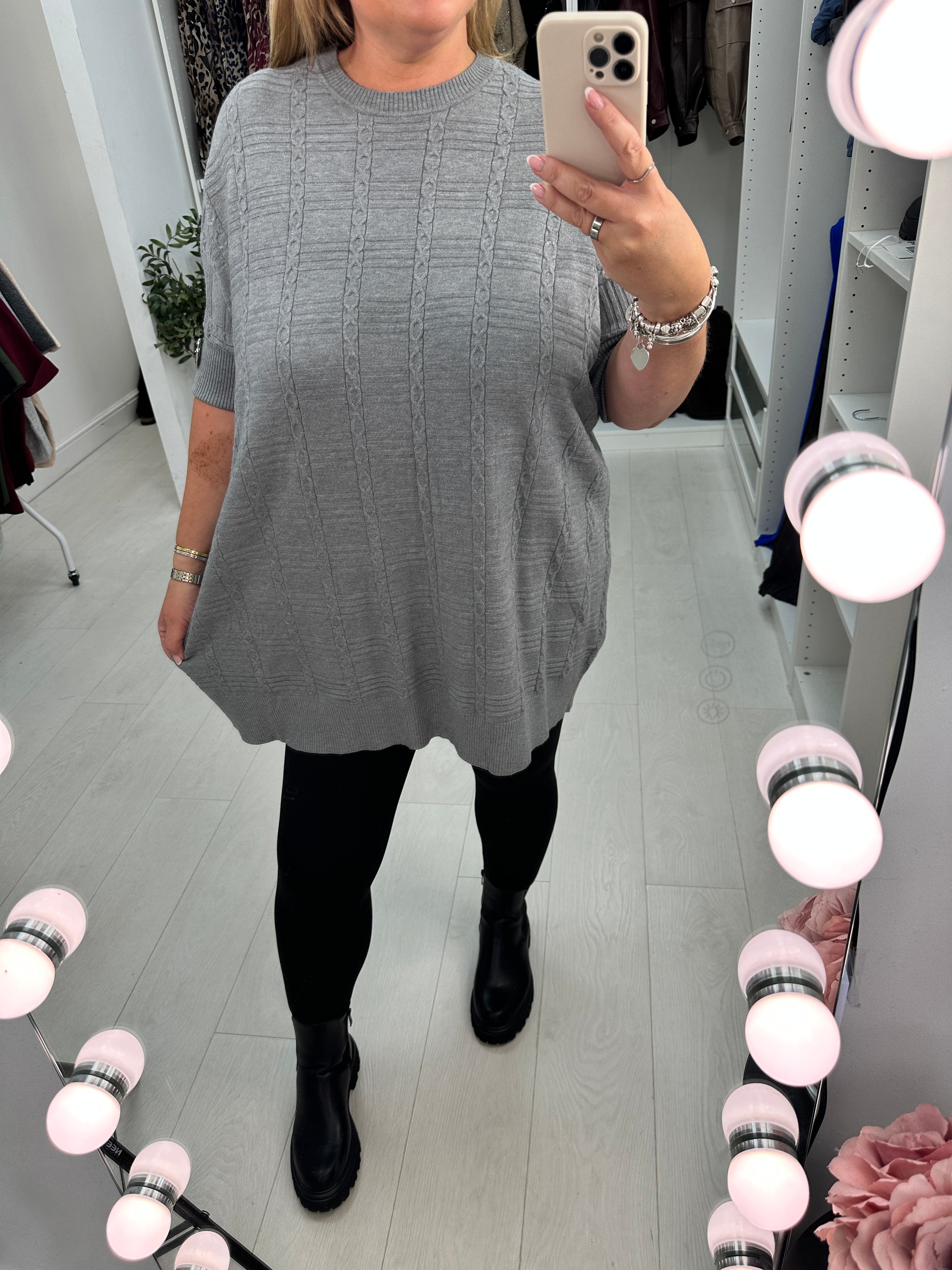 Christie Plain Textured Longline Loose Fit Jumper