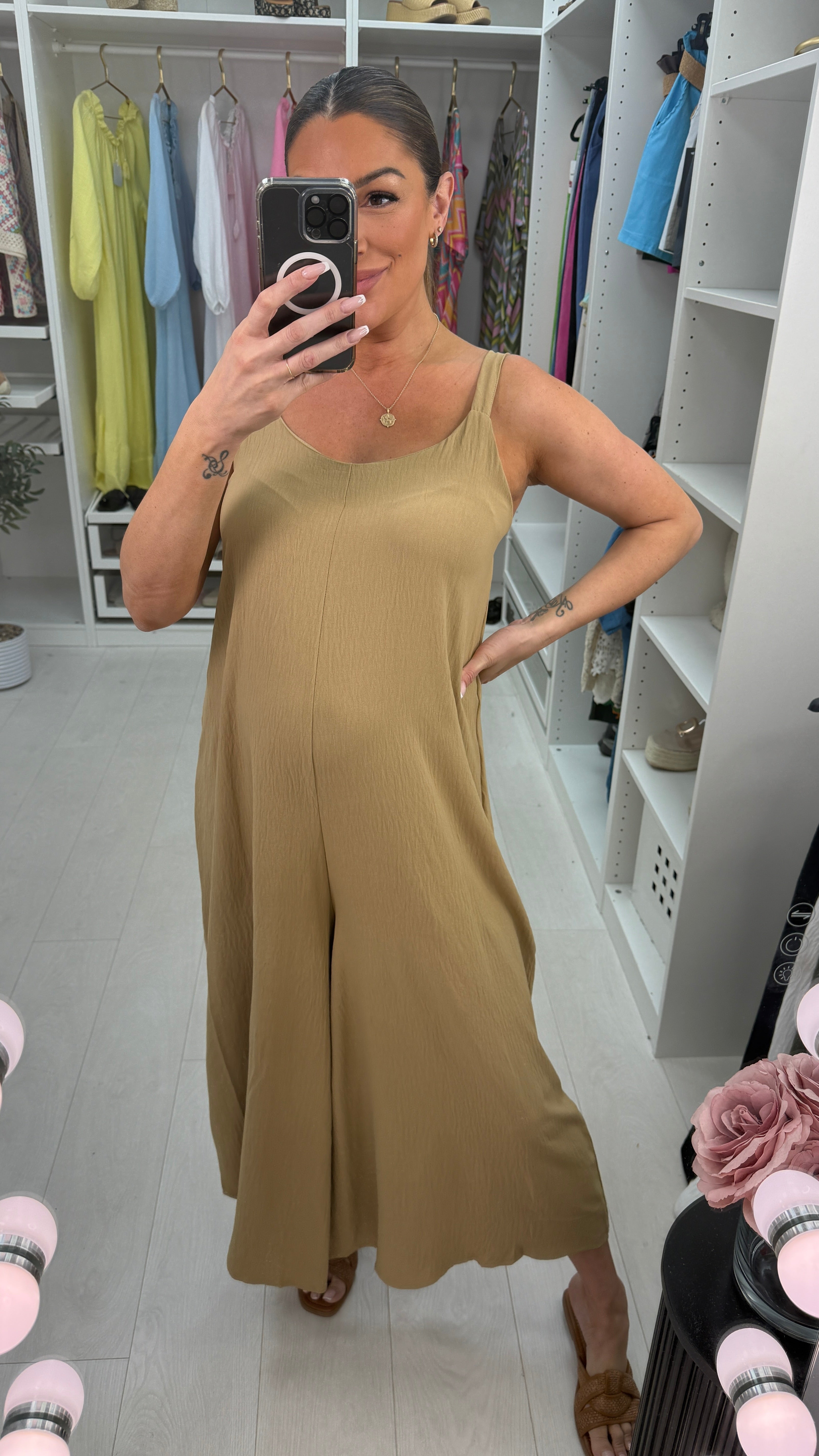 Zia Plain Wide Leg Loose Fit Jumpsuit