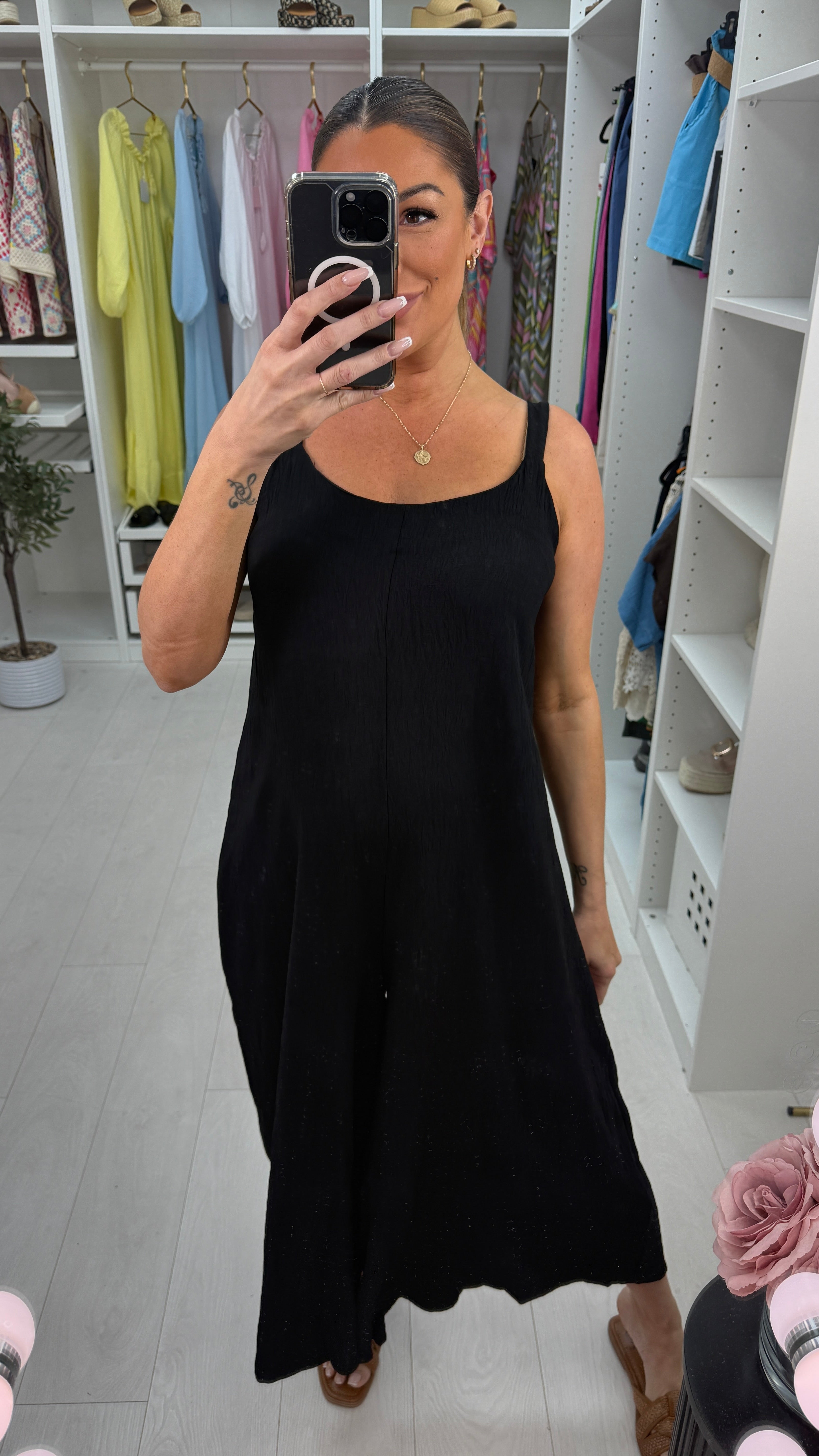 Zia Plain Wide Leg Loose Fit Jumpsuit