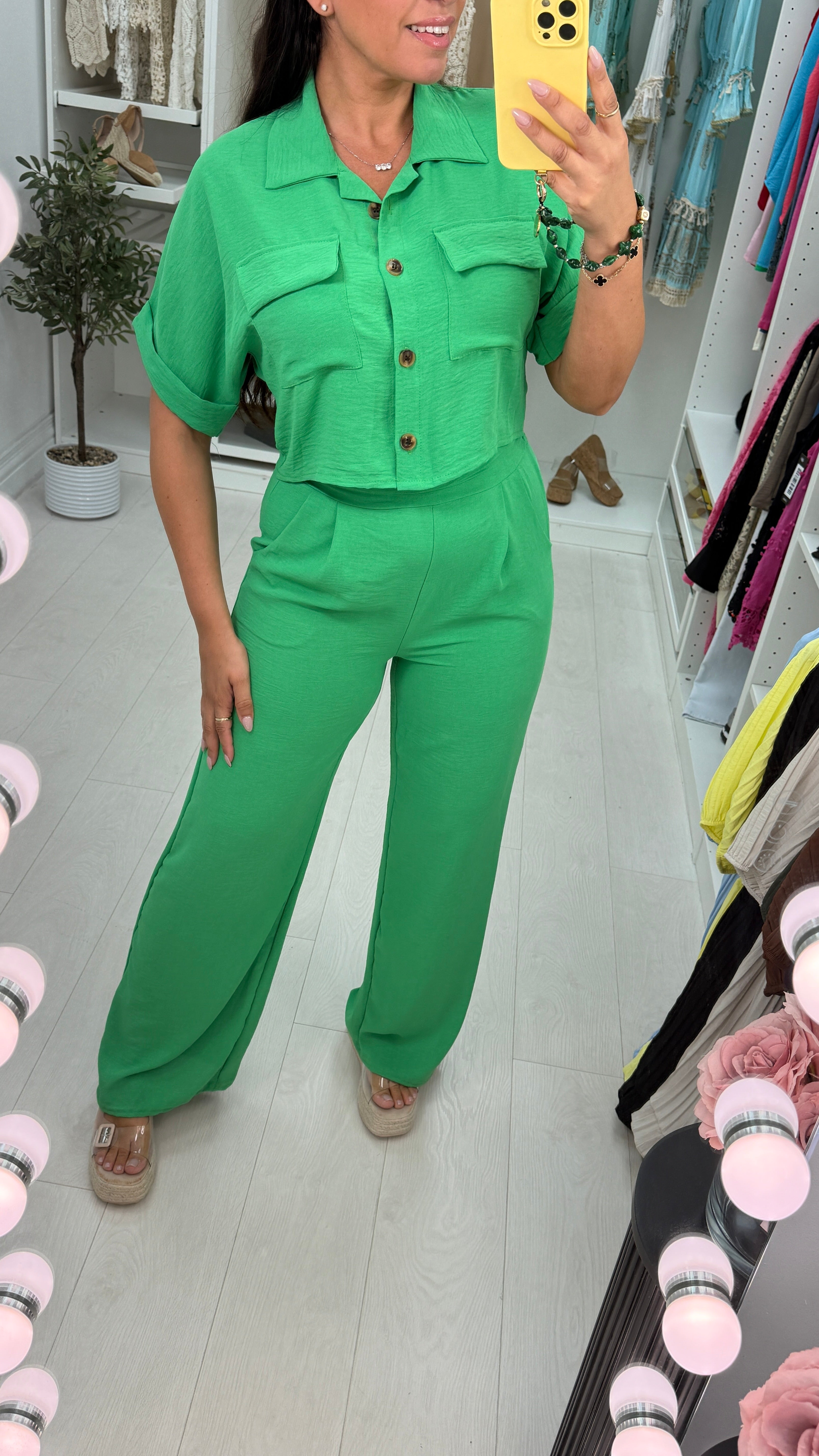 Shanice Plain Cropped Shirt Co-ord Set