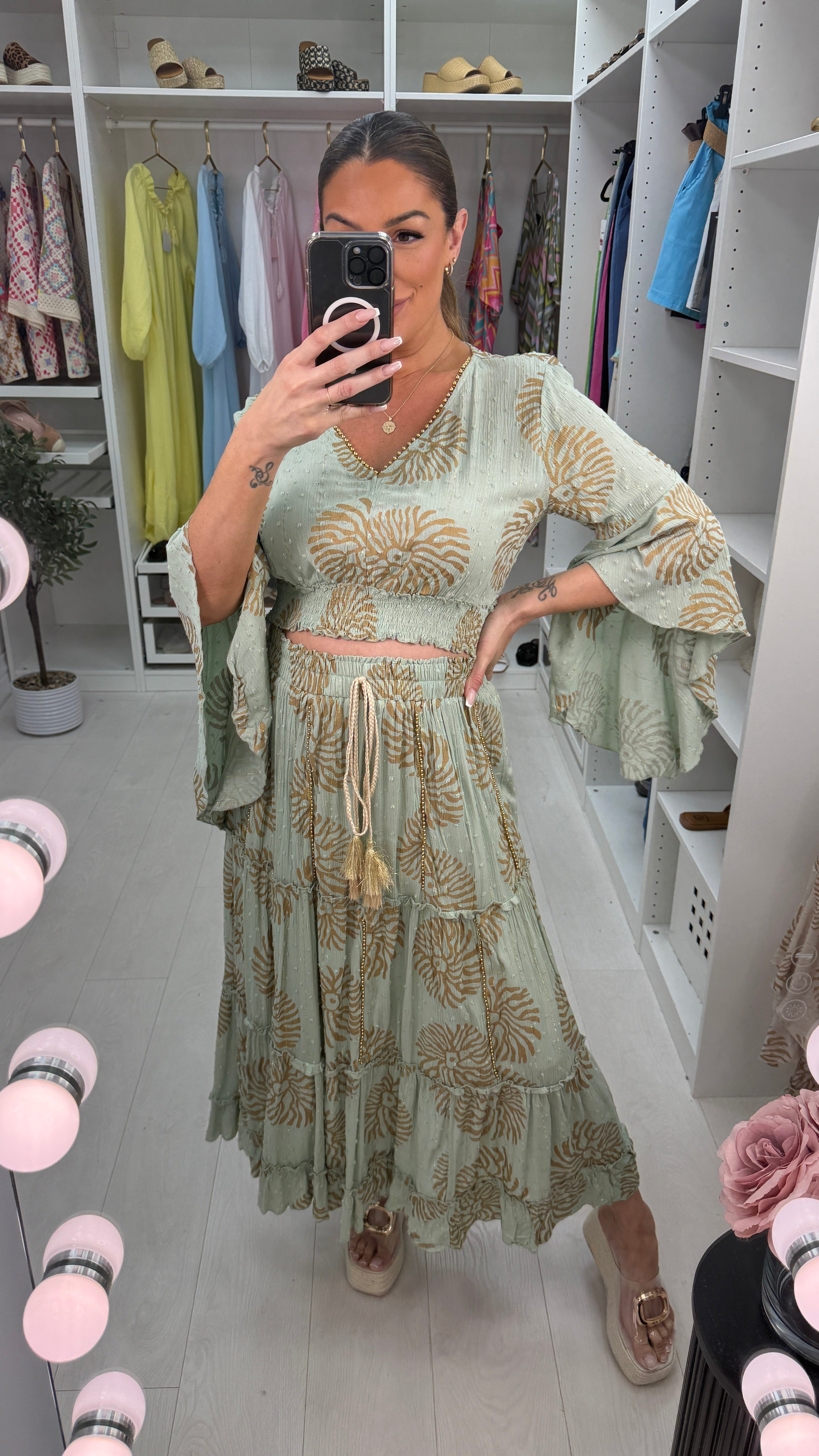 Zaphira Embellished Floaty Skirt Co-Ord Set