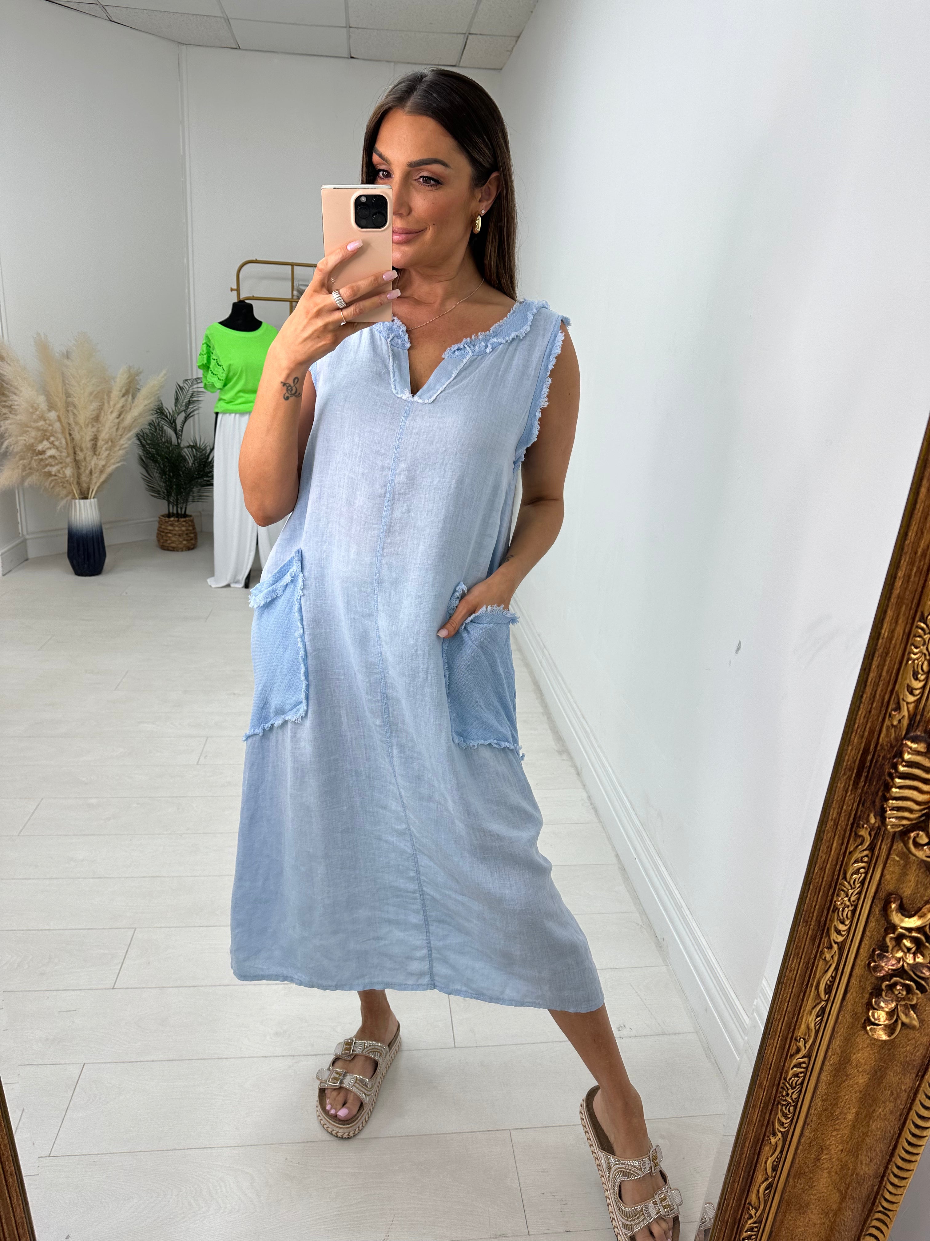 Celine Plain Frayed Pocket Front Dress