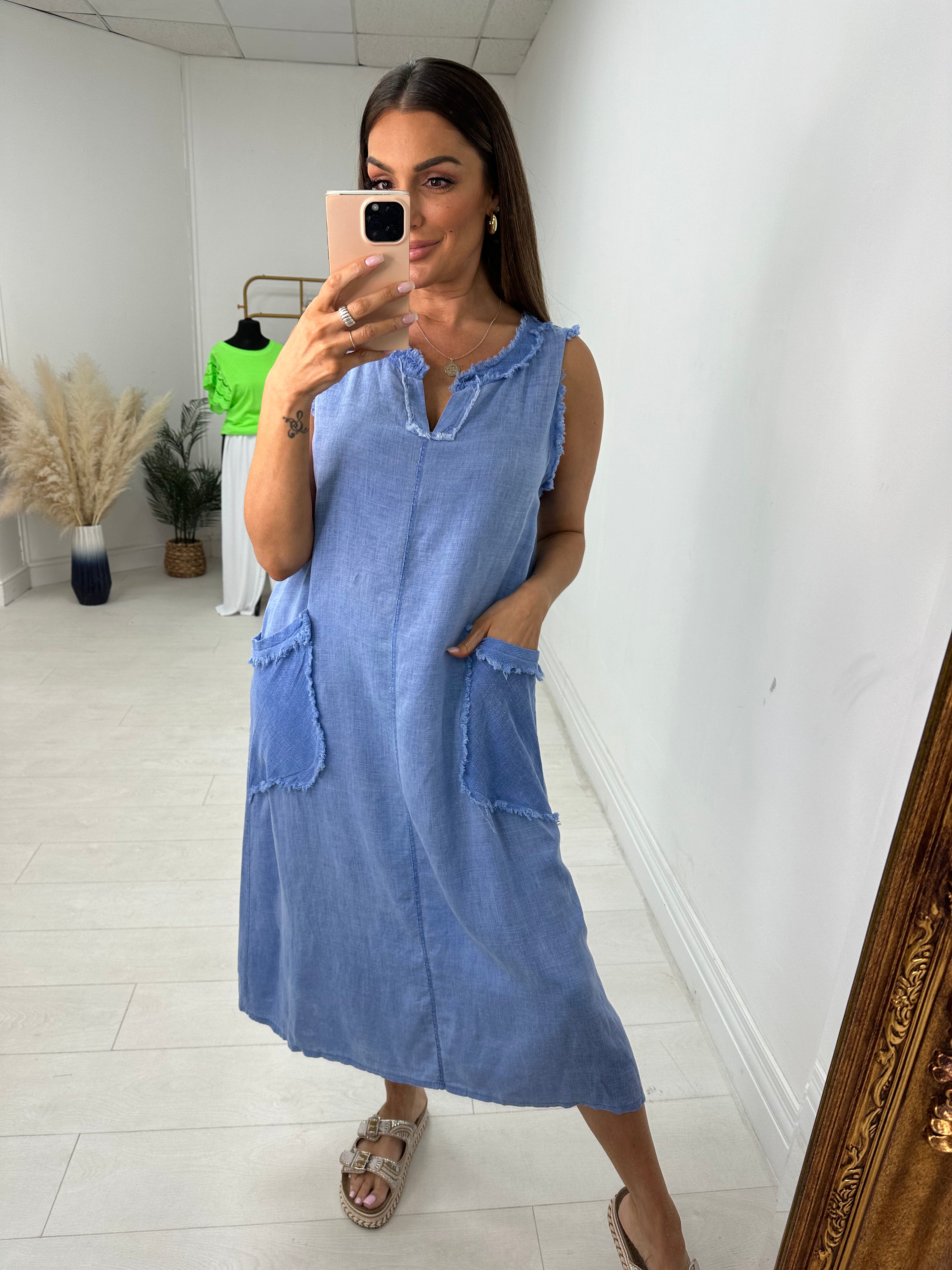 Celine Plain Frayed Pocket Front Dress